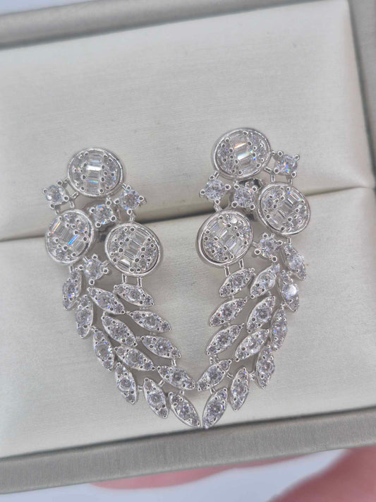 4.420 Ct. Cubic Zirconia Earrings in Rhodium Overlay 925 Sterling Silver