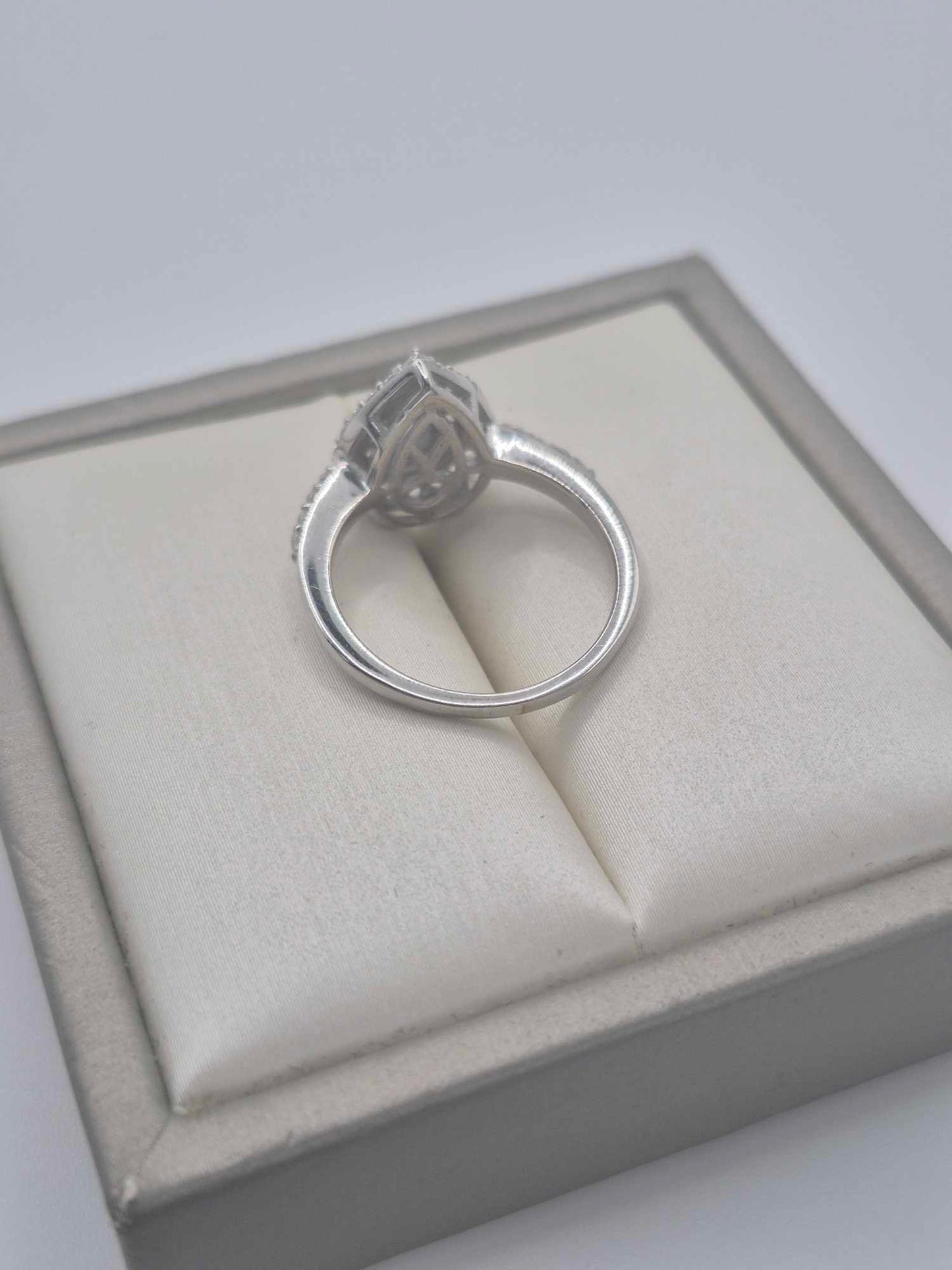 1.244ct Peacock Tanzanite & White Zircon Halo Ring in Rhodium Sterling SIZE L