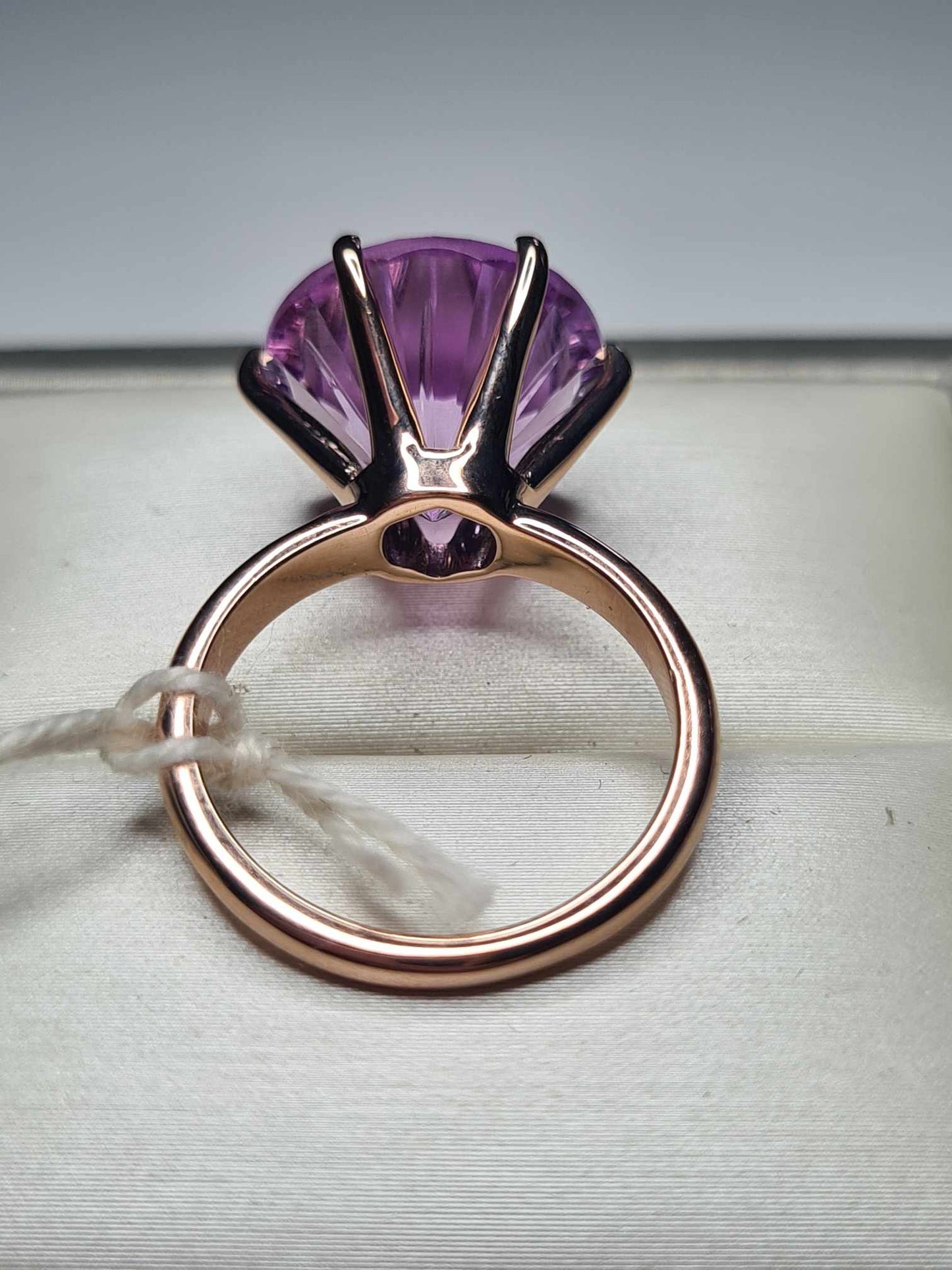 9.49ct  Rose De France Amethyst Solitaire Ring in 18K Rose Gold Overlay 925  Sterling Silver SIZE M