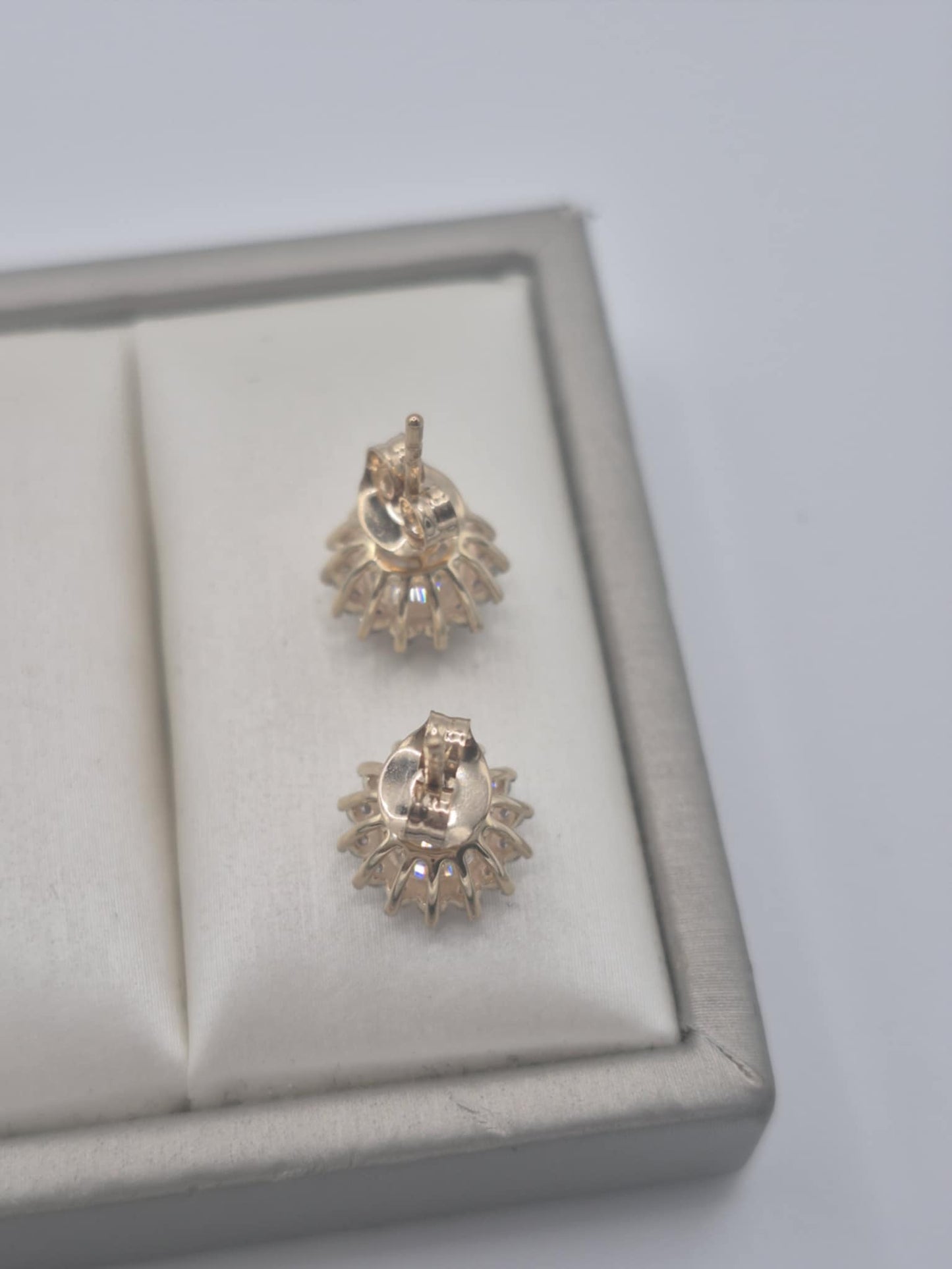 1.90ct 9K Yellow Gold Moissanite Halo Stud Earrings
