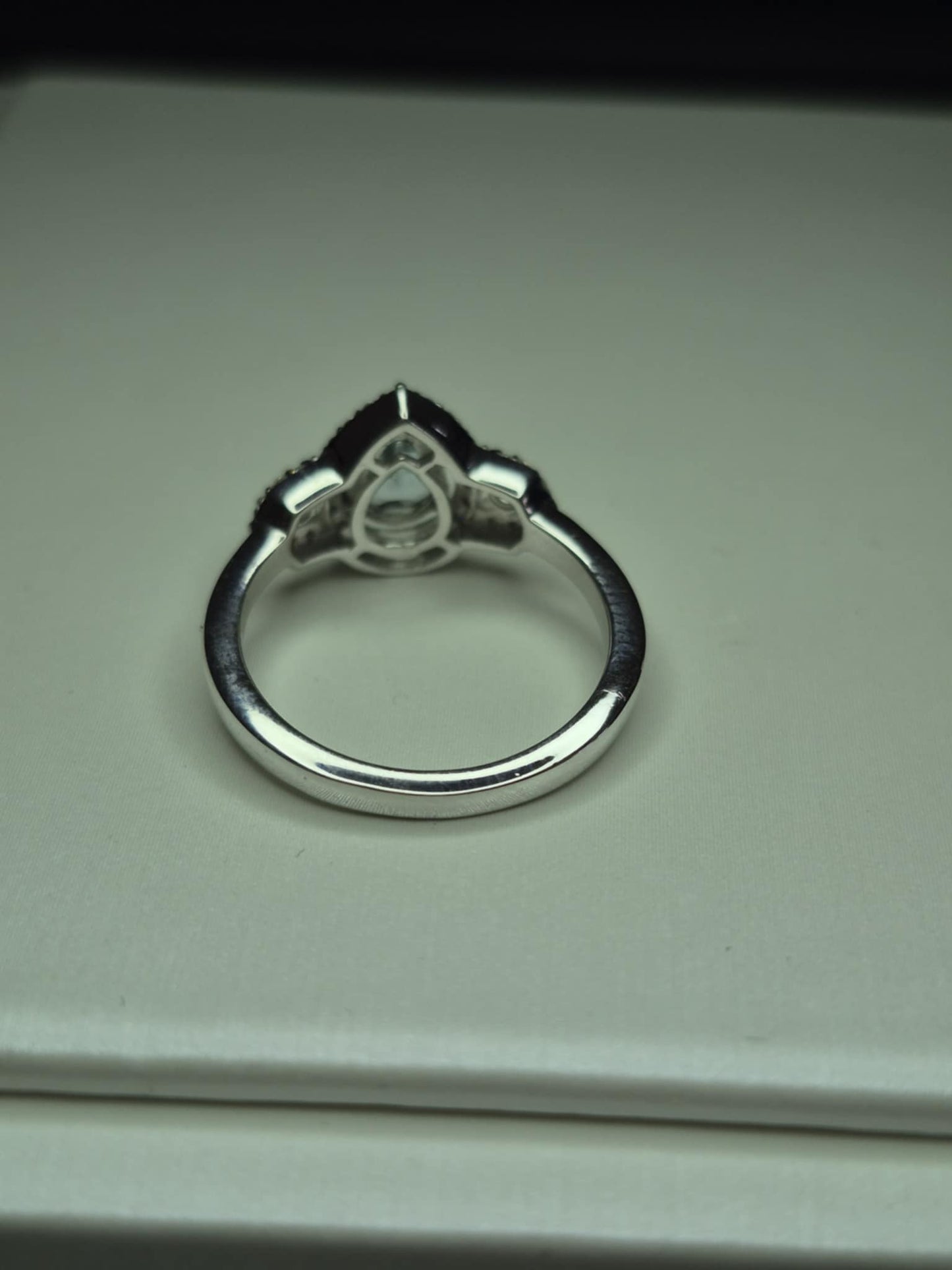 Aquamarine & Moissanite Ring in Rhodium Overlay 925 Sterling Silver SIZE M