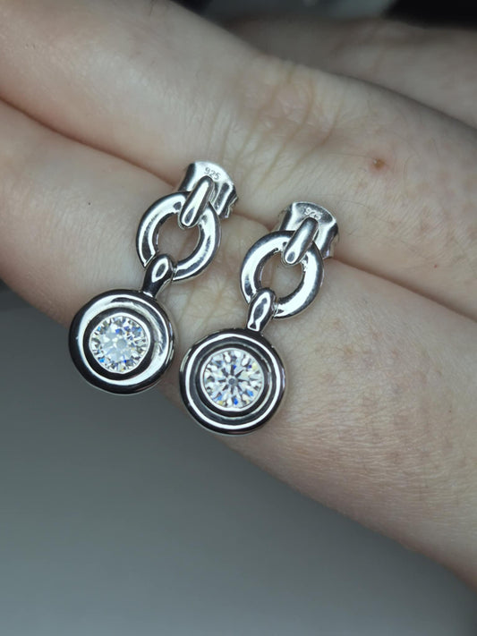 0.864ct Moissanite Dangling Earrings in Rhodium Overlay 925 Sterling Silver