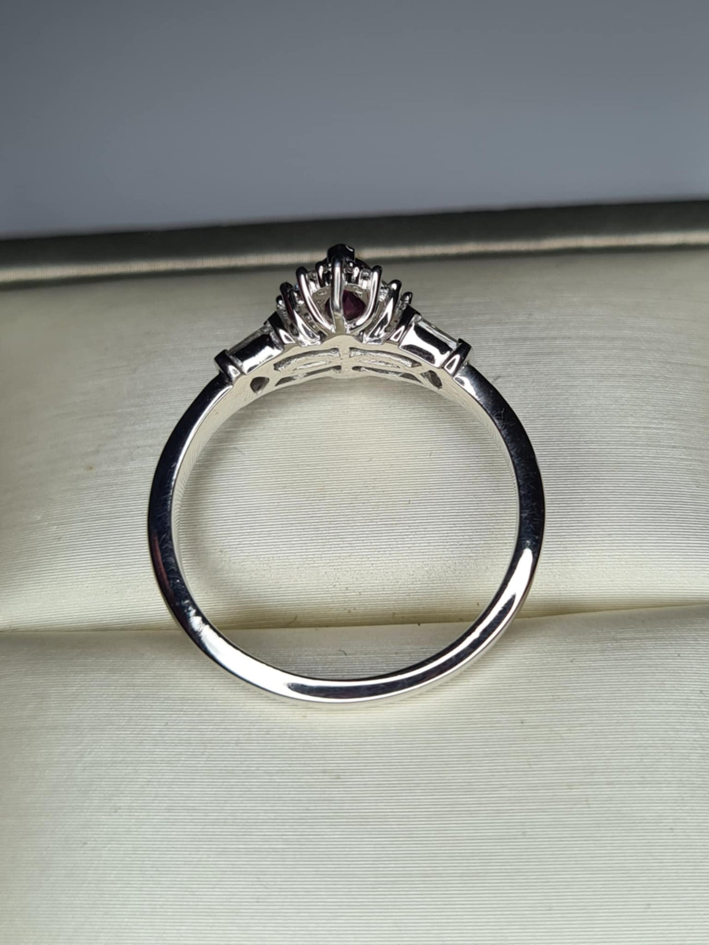 1.90ct Natural Radiant Ember Garnet, White Zircon Halo Ring in Rhodium 925 Overlay Sterling Silver SIZE P