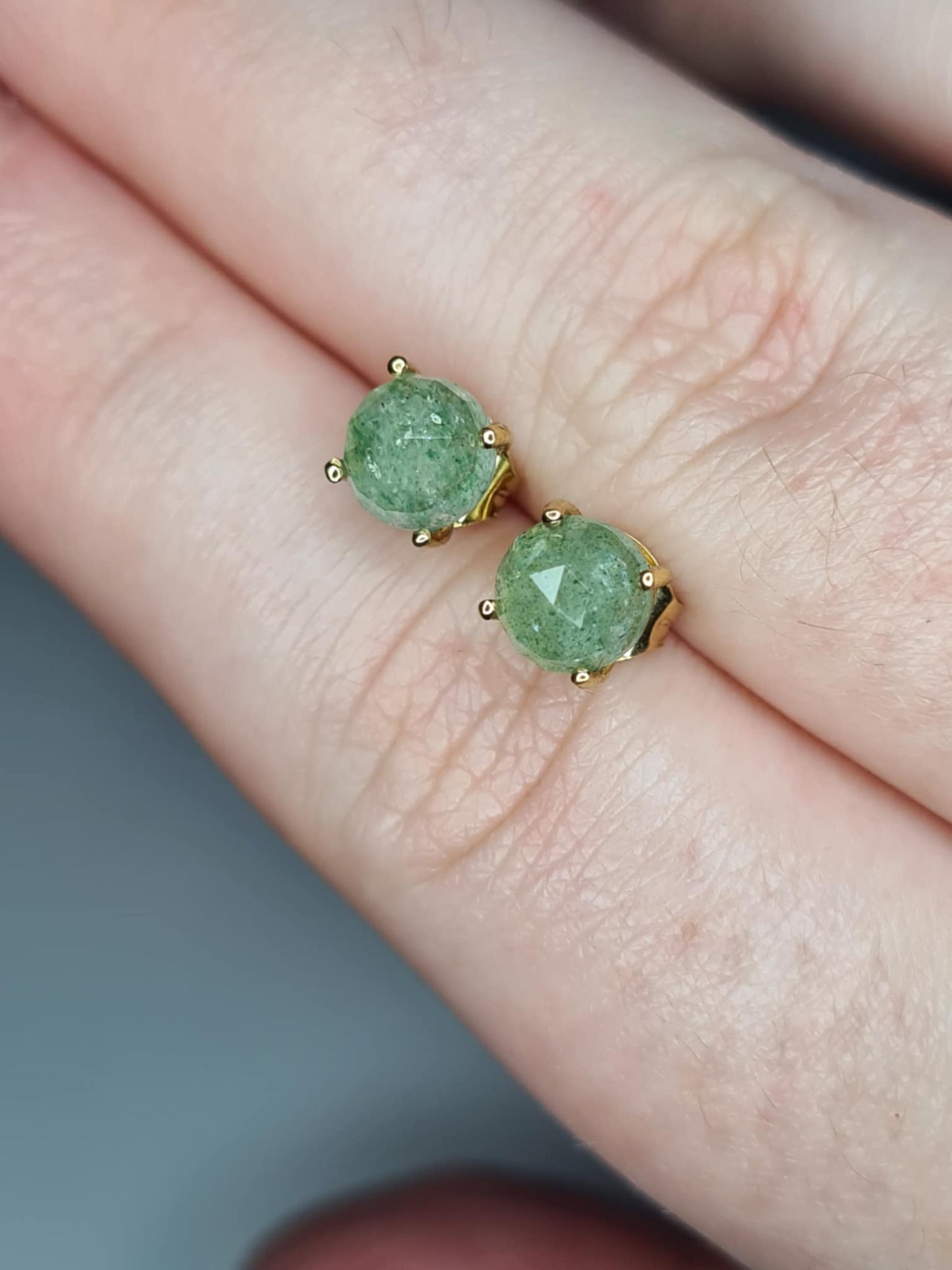 1.93ct Green Quartz Solitaire Stud Earrings in 9K Gold Overlay 925 Sterling Silver