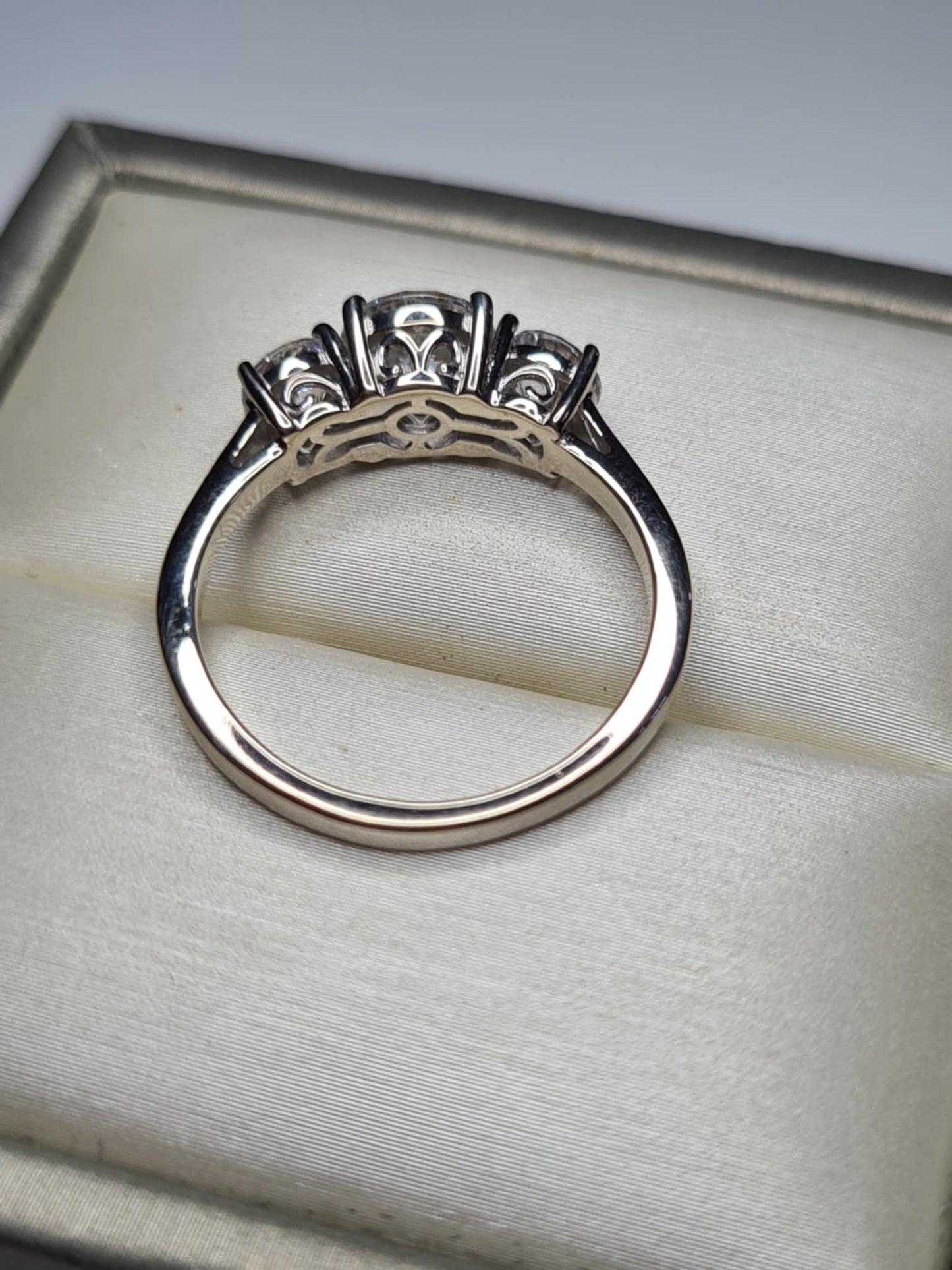 3.75ct Swarovski Zirconia Trilogy Ring in Rhodium Overlay 925 Sterling Silver