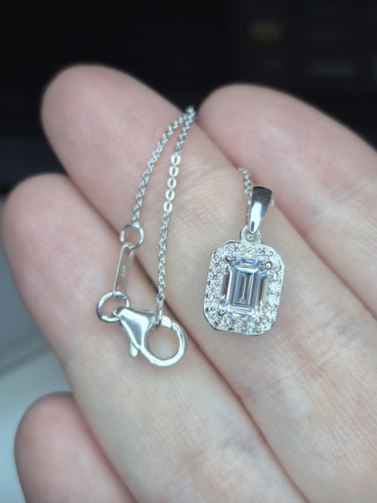 2.41ct Swarovski Zirconia Necklace Rhodium Overlay 925 Sterling Silver