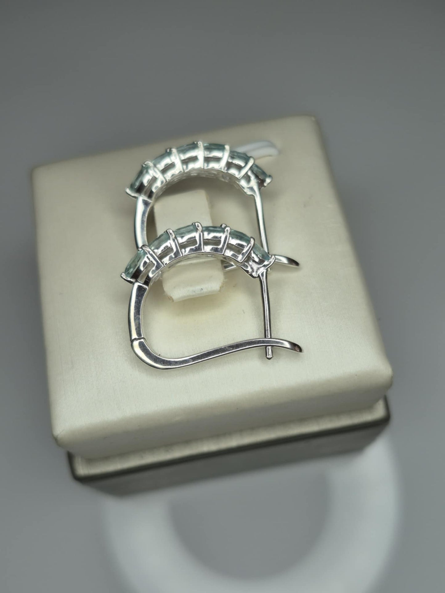 2ct Lagoon Apatite Small Hoop Earrings in Rhodium Overlay 925 Sterling Silver