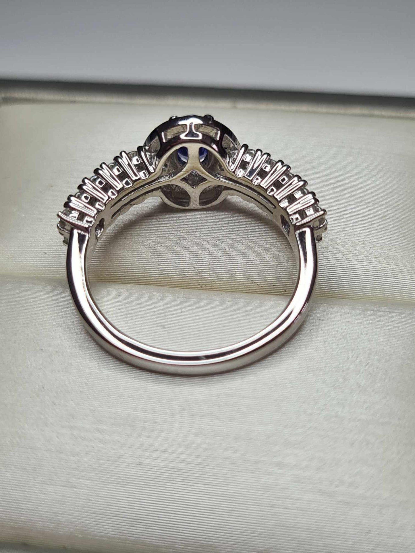 1.35ct AAA Tanzanite & Natural Zircon Ring in Platinum Overlay 925 Sterling Silver SIZE L