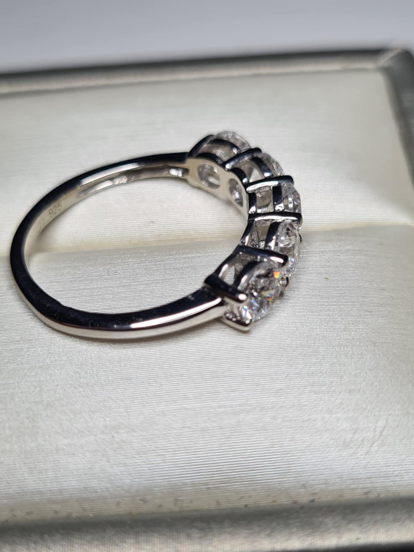 3.25ct Swarovski Zirconia 5 Stone Ring in Rhodium Overlay 925 Sterling Silver