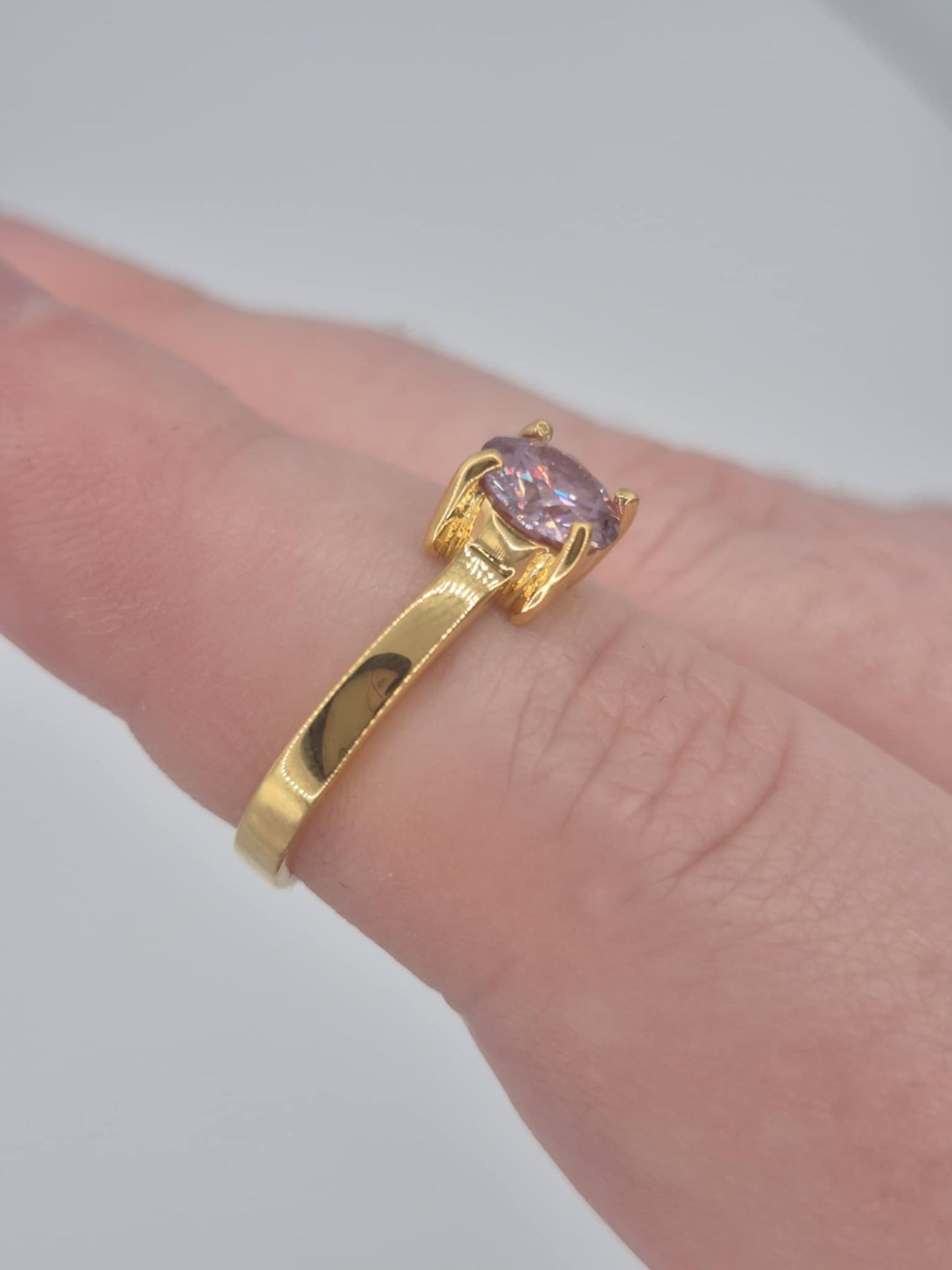 1ct Pink Moissanite Ring in 18K Gold Overlay 925 Sterling Silver