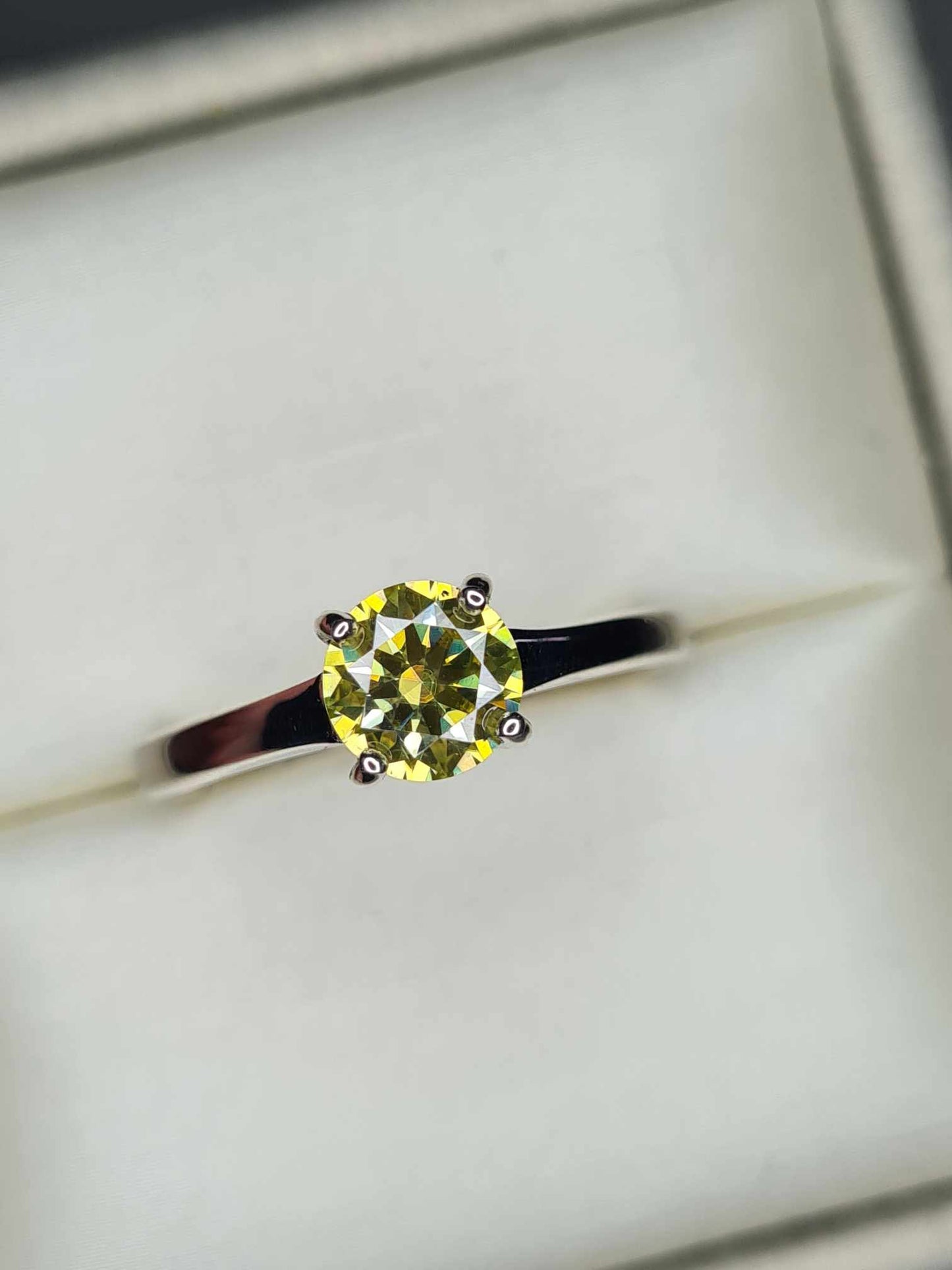 1ct Cannery Yellow Moissanite Solitaire Ring 925 Sterling Silver SIZES M,Q,S