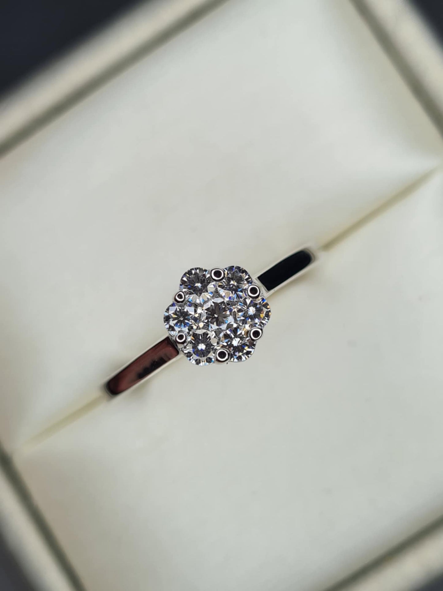 0.466ct. Moissanite Ring in Platinum Overlay 925 Sterling Silver SIZE R