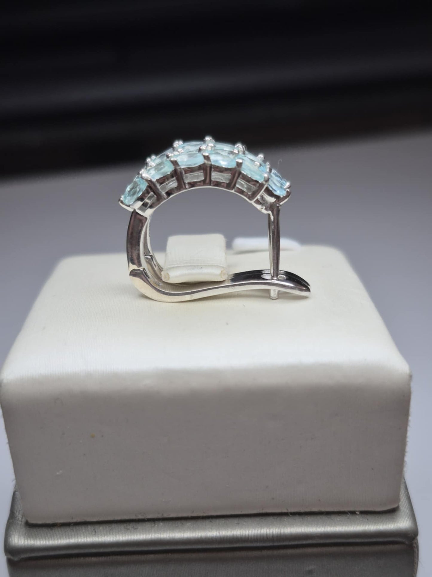 2ct Lagoon Apatite Small Hoop Earrings in Rhodium Overlay 925 Sterling Silver