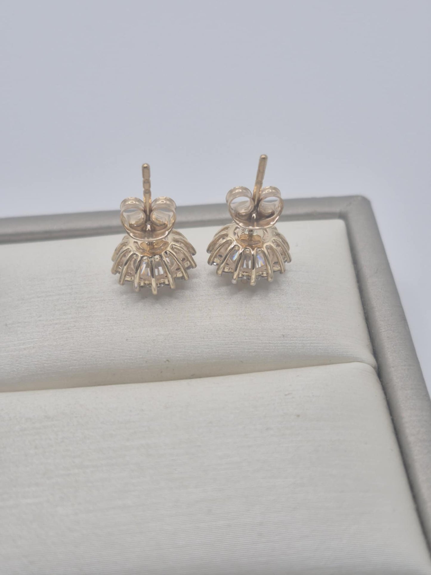 1.90ct 9K Yellow Gold Moissanite Halo Stud Earrings