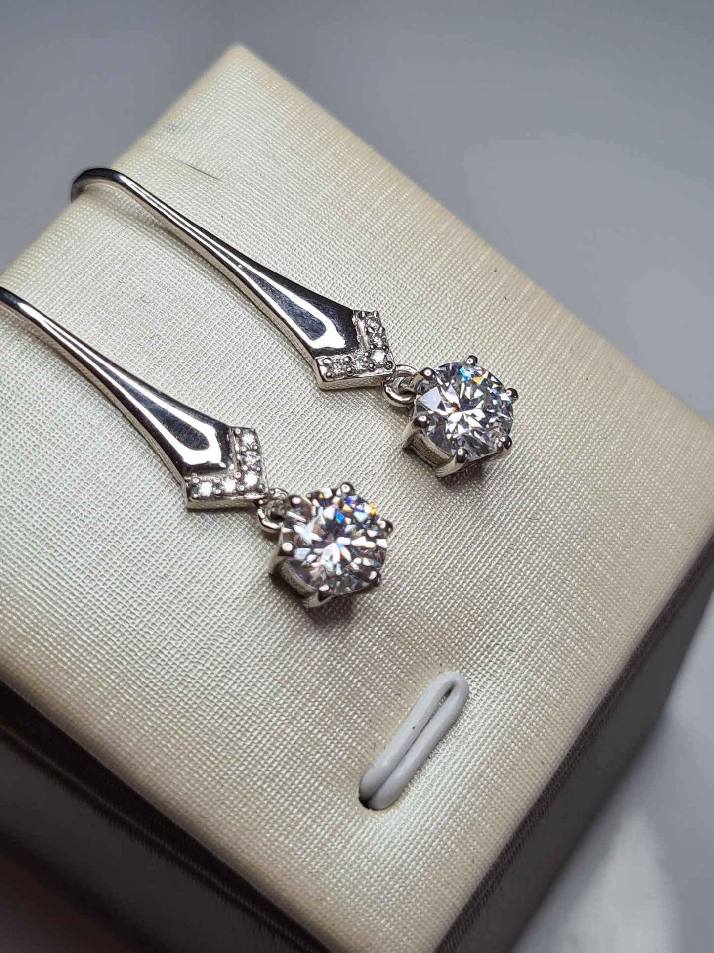 1.52ct Moissanite Drop Earrings in Rhodium Overlay 925 Sterling Silver