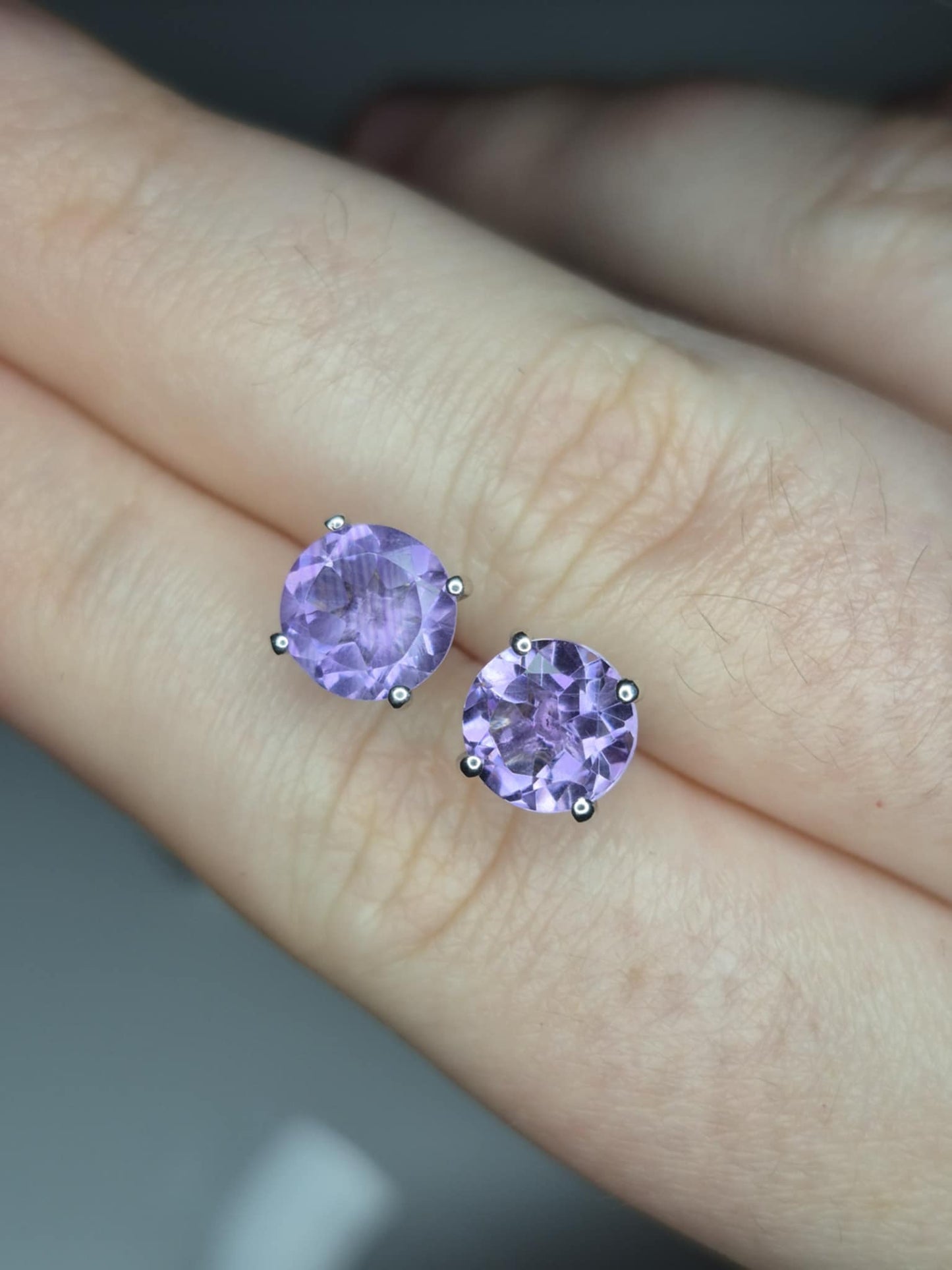3.70 Ct. AAA Rose De France Amethyst Solitaire Stud Earring in 925 Sterling Silver