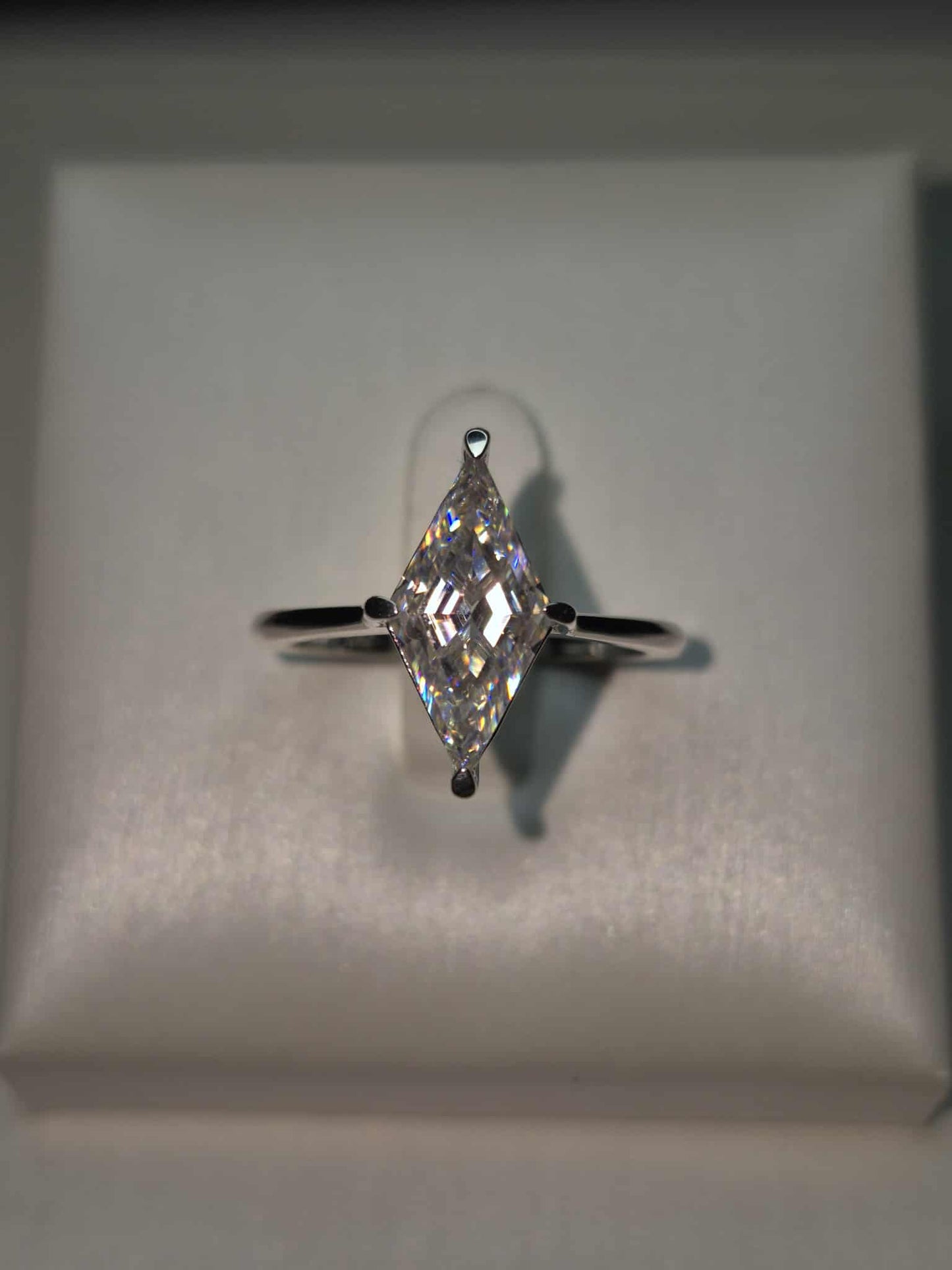 2.40ct Moissanite Solitaire Ring in Rhodium Overlay 925 Sterling Silver SIZE O