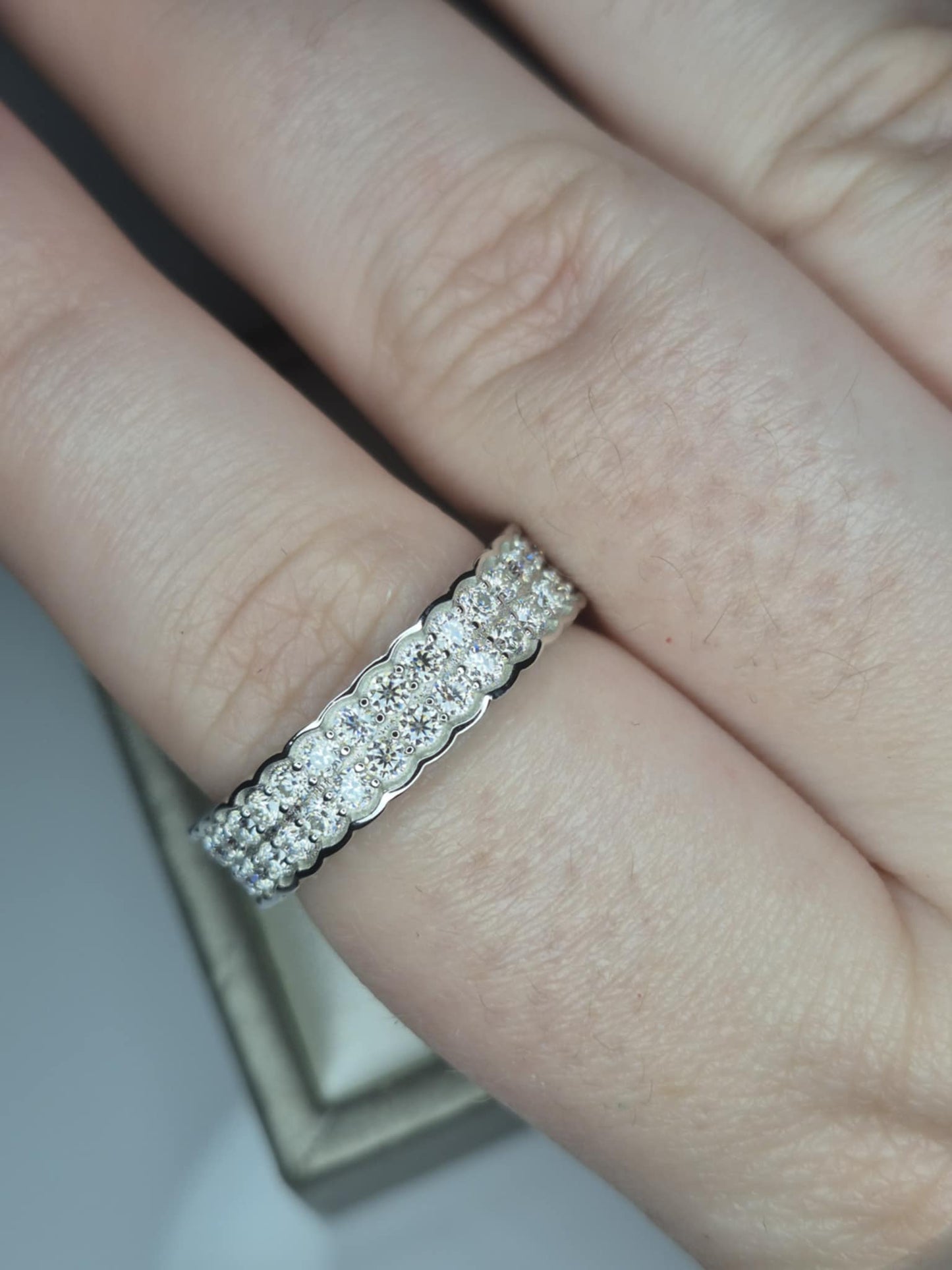 2ct Moissanite Eternity Ring in Rhodium 925 Sterling Silver SIZE T