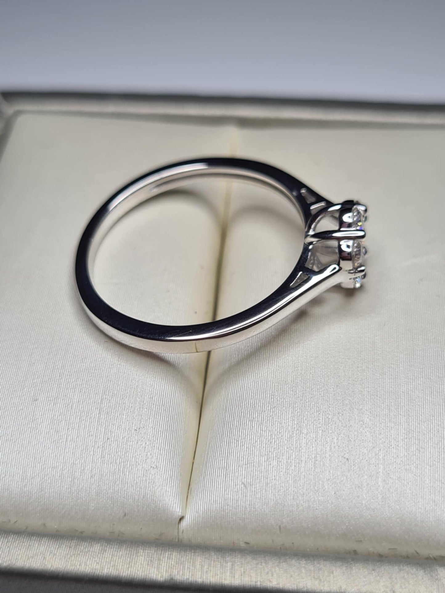 0.466ct. Moissanite Ring in Platinum Overlay 925 Sterling Silver SIZE R