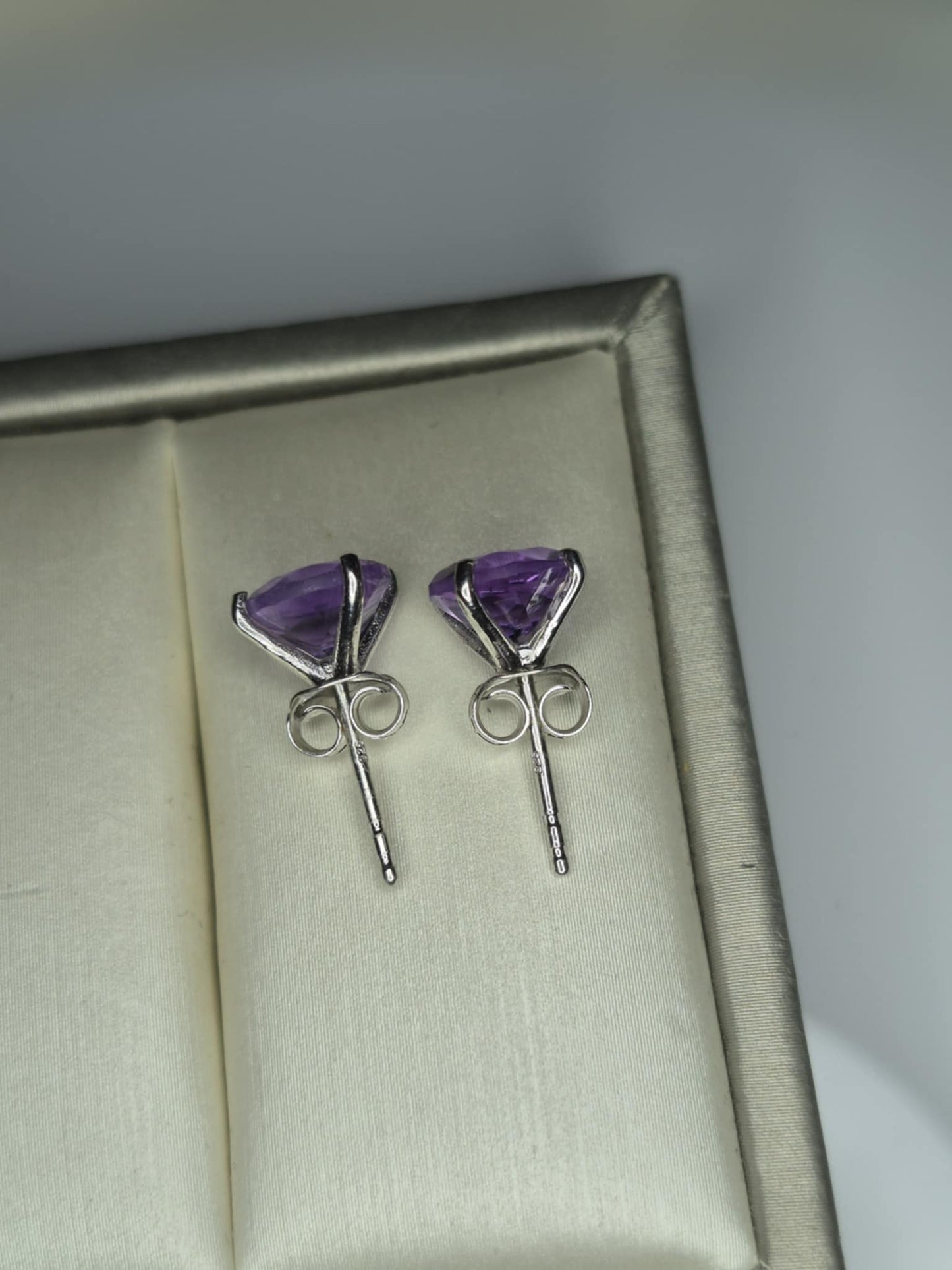 3.70 Ct. AAA Rose De France Amethyst Solitaire Stud Earring in 925 Sterling Silver