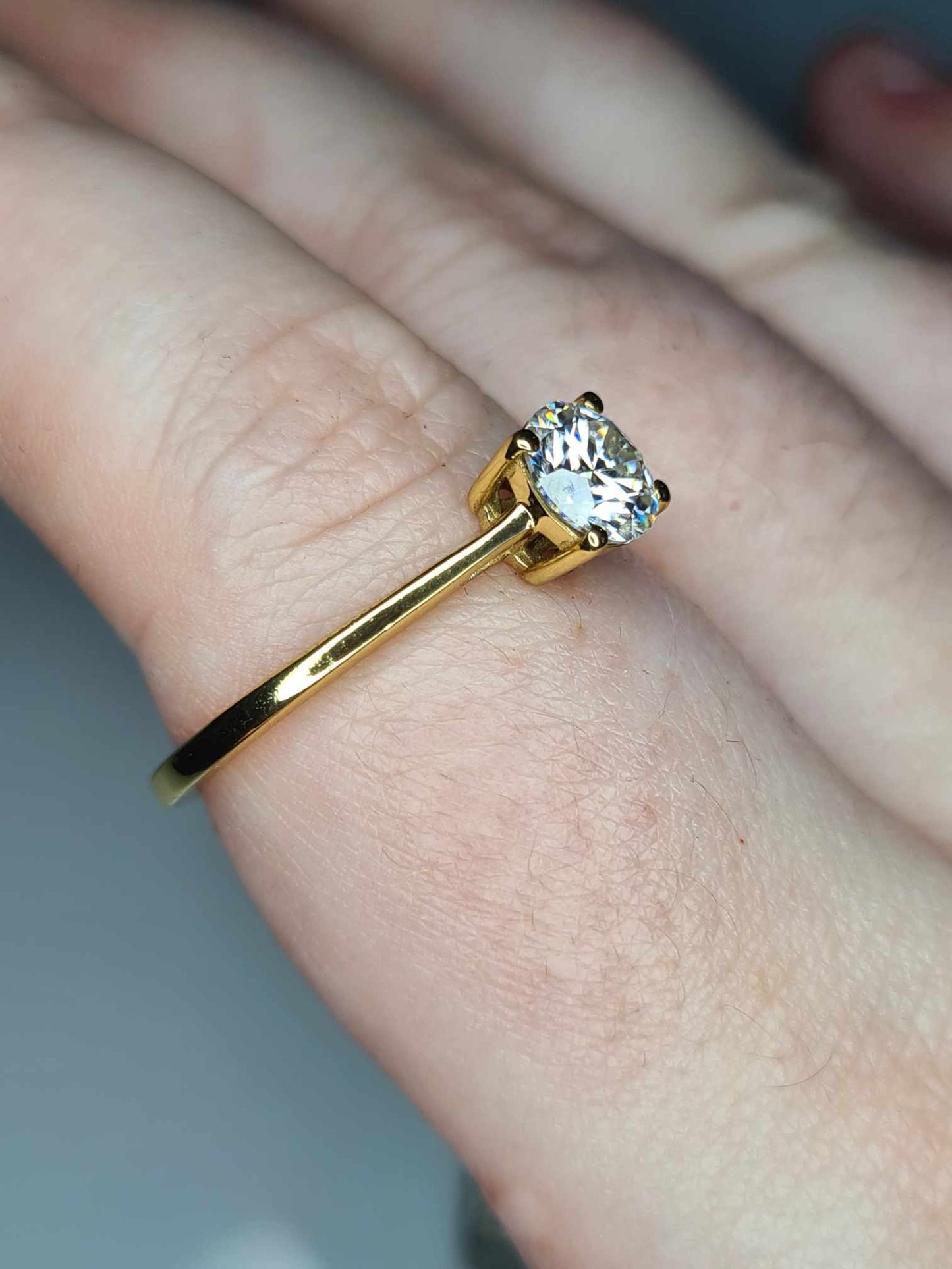 1ct Moissanite Solitaire Ring 14k Gold Overlay 925 Sterling Silver SIZE V