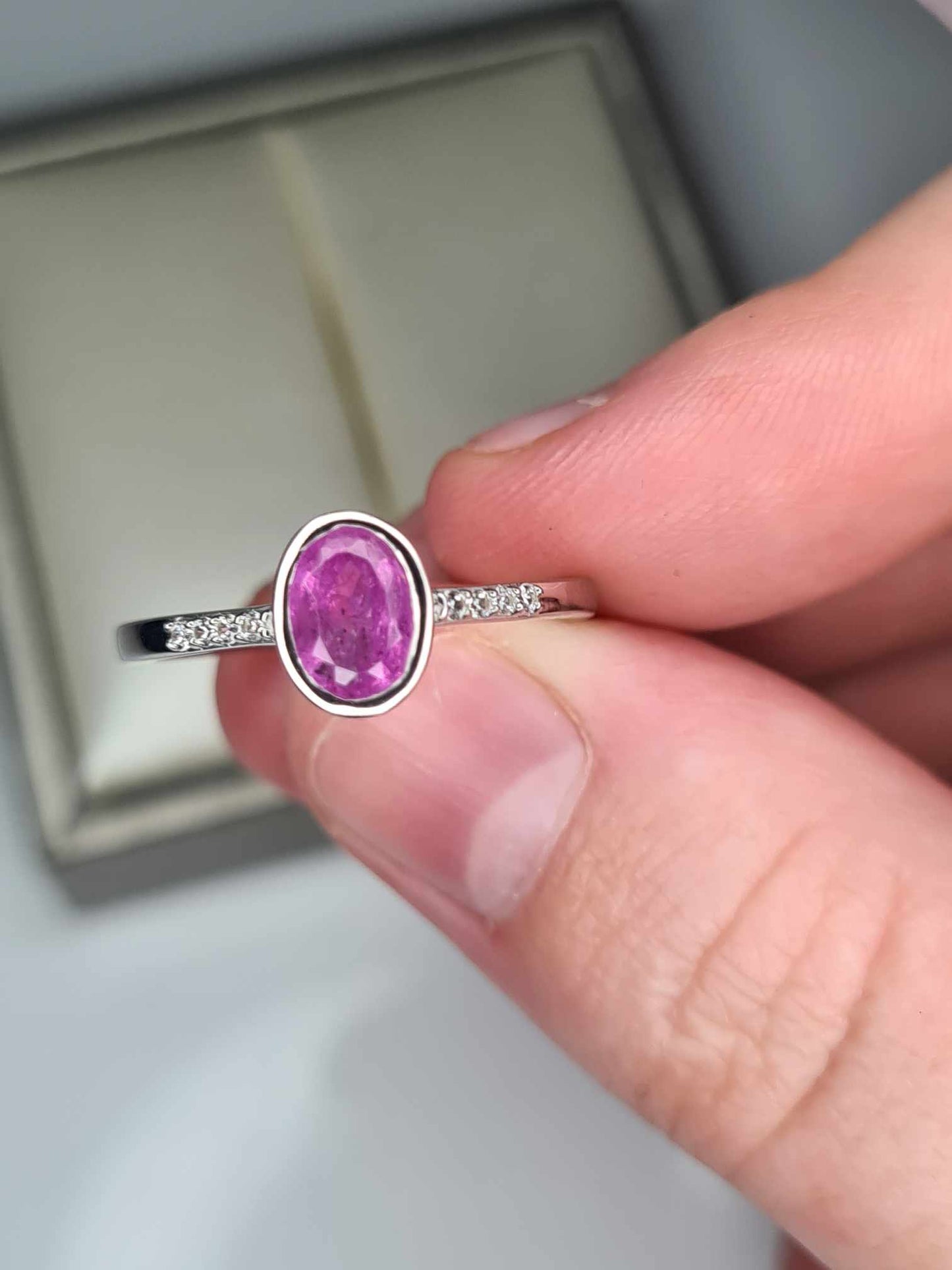 1.22ct Sapphire Natural Zircon Ring in Platinum Overlay 925 Sterling Silver SIZES L,O