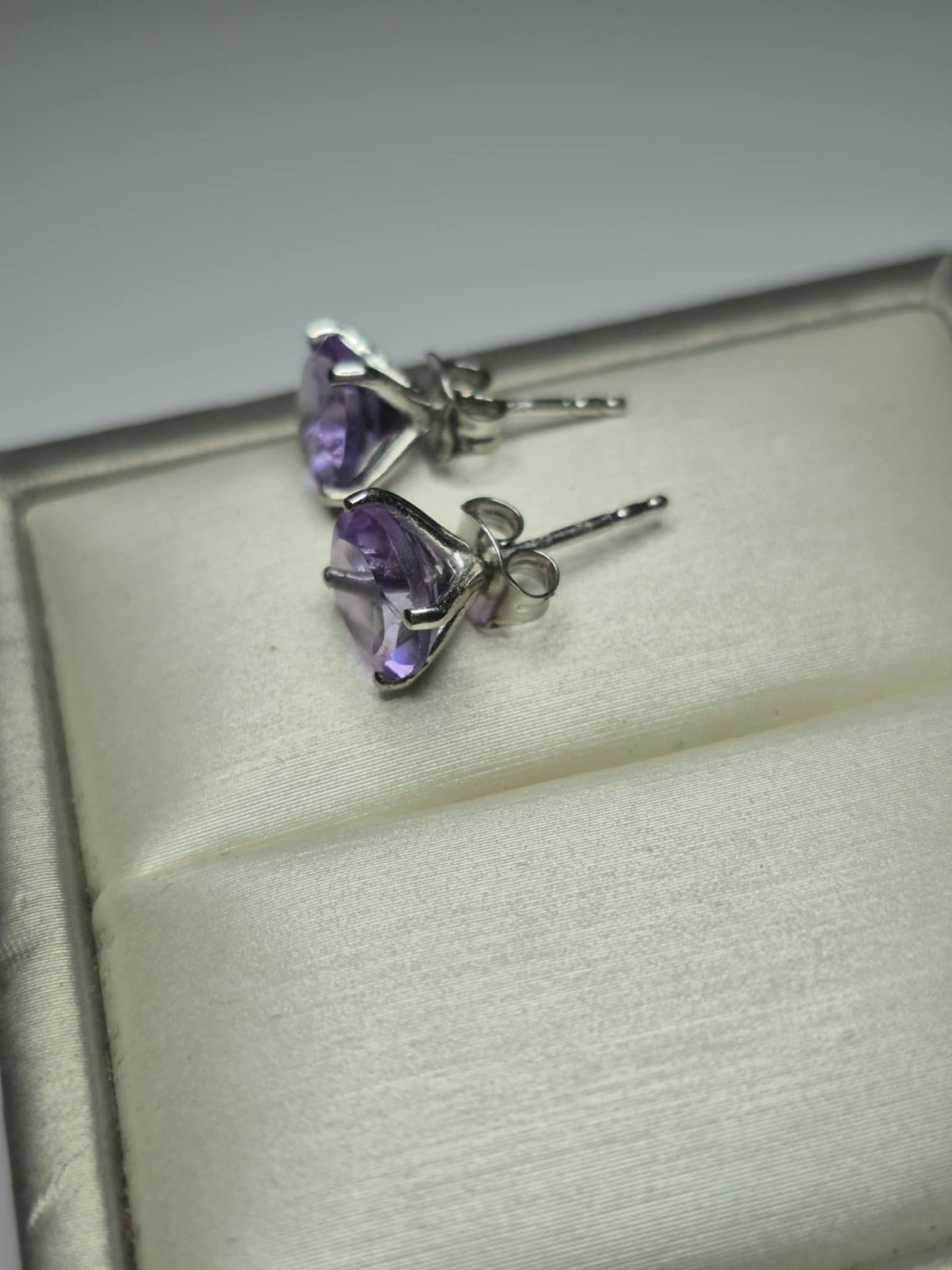 3.70 Ct. AAA Rose De France Amethyst Solitaire Stud Earring in 925 Sterling Silver
