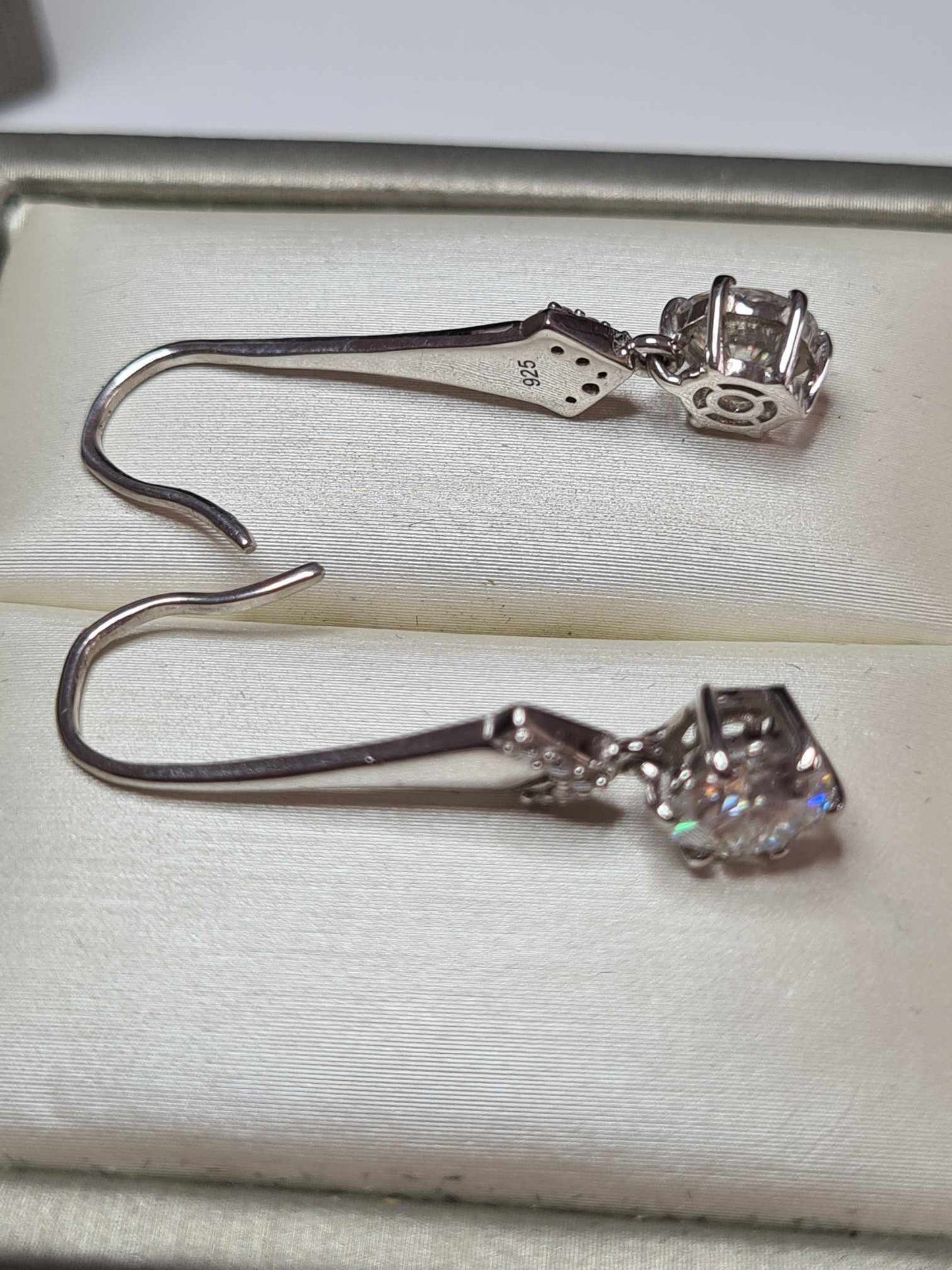 1.52ct Moissanite Drop Earrings in Rhodium Overlay 925 Sterling Silver