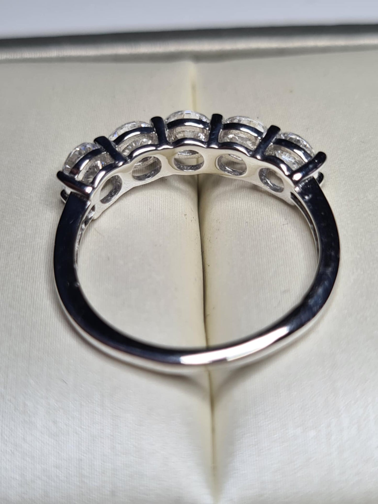 3.25ct Swarovski Zirconia 5 Stone Ring in Rhodium Overlay 925 Sterling Silver