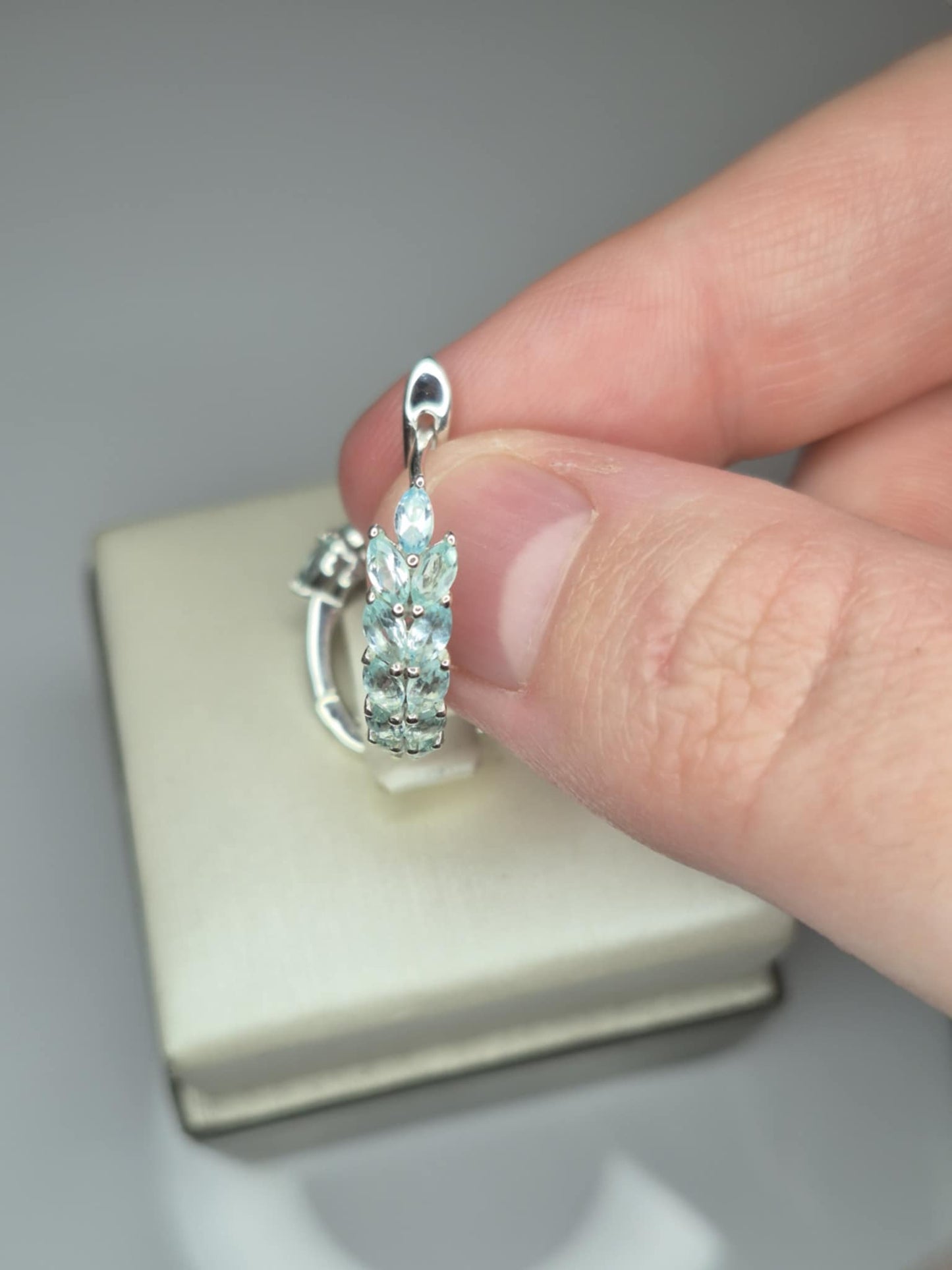 2ct Lagoon Apatite Small Hoop Earrings in Rhodium Overlay 925 Sterling Silver