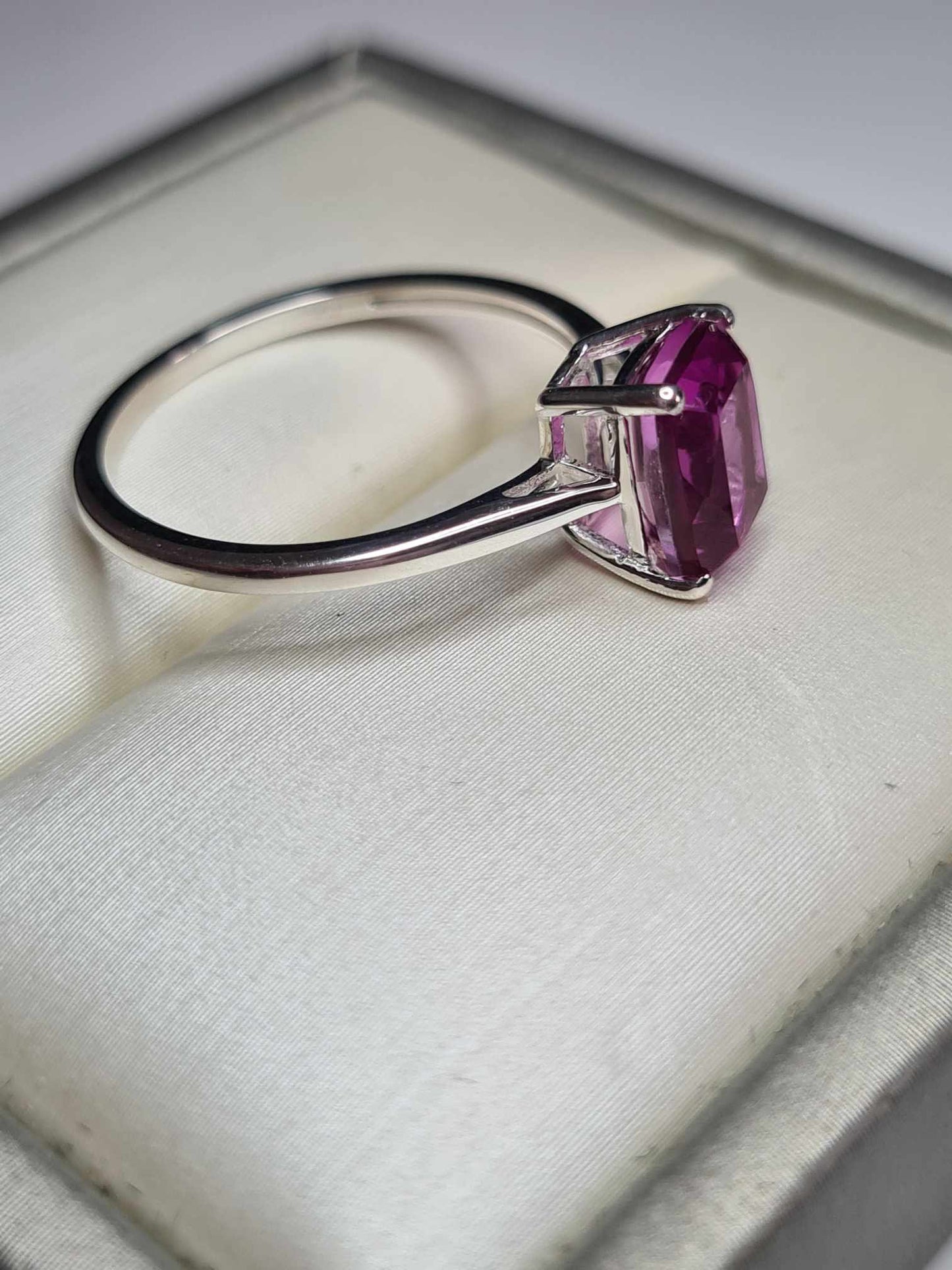 1.714ct Patroke Kunzite Quartz Solitaire Ring 925 Sterling Silver SIZE O