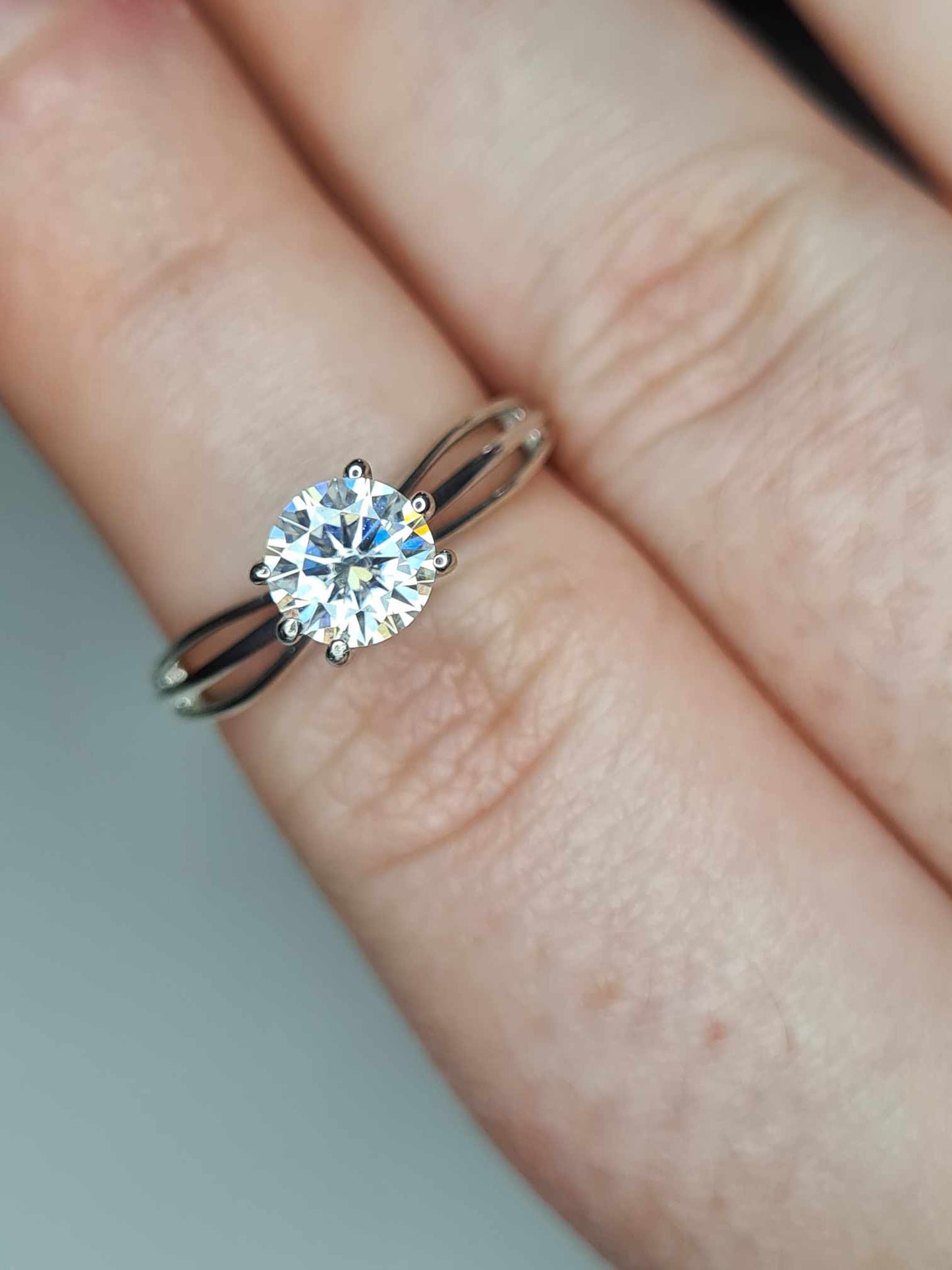 0.722ct. Moissanite Solitaire Ring 925 Sterling Silver Platinum Overlay SIZES L,M,S