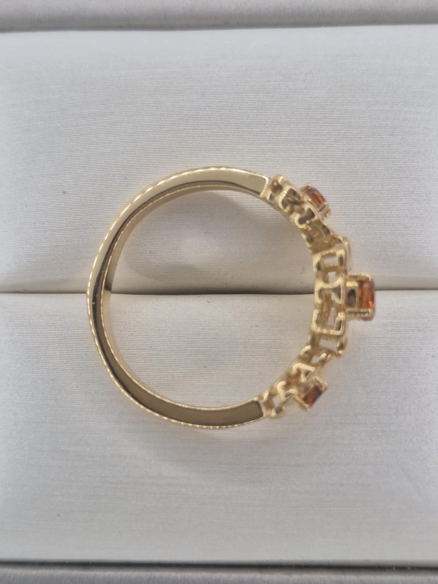 0.480ct Madeira Citrine Flower Ring in 18K Gold Overlay 925 Sterling Silver SIZE S