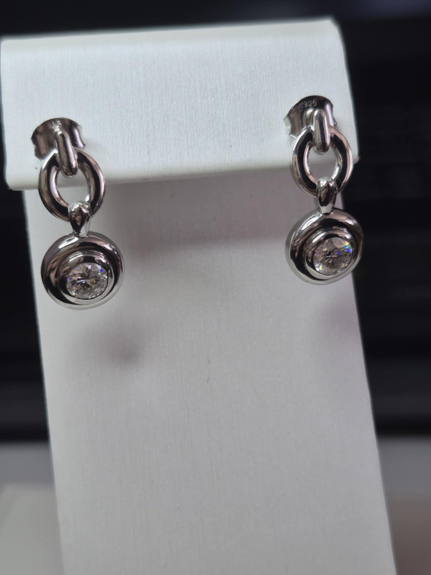 0.864ct Moissanite Dangling Earrings in Rhodium Overlay 925 Sterling Silver
