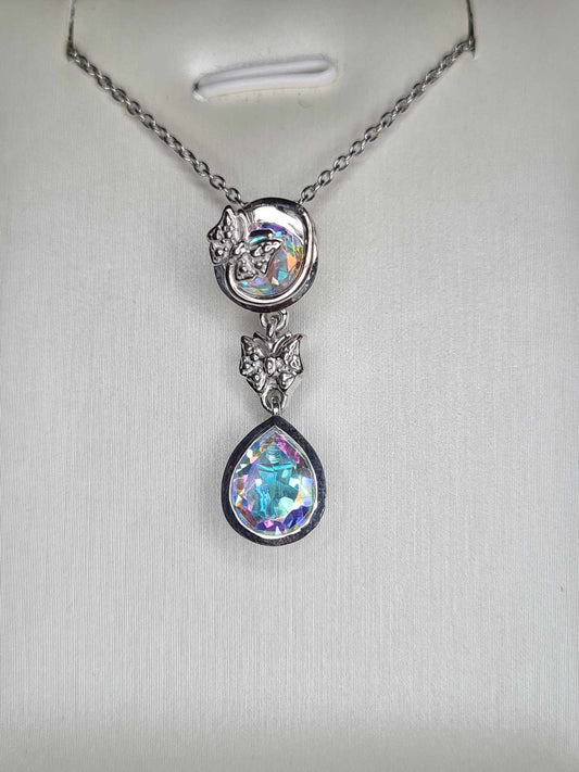 3.50Ct Mercury Mystic Topaz Butterfly Drop Necklace in 925 sterling silver