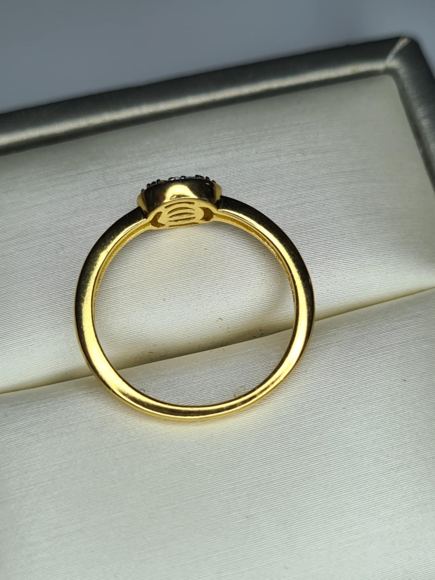 Natural White Diamond Ring in 18K Yellow Gold Overlay 925 Sterling Silver