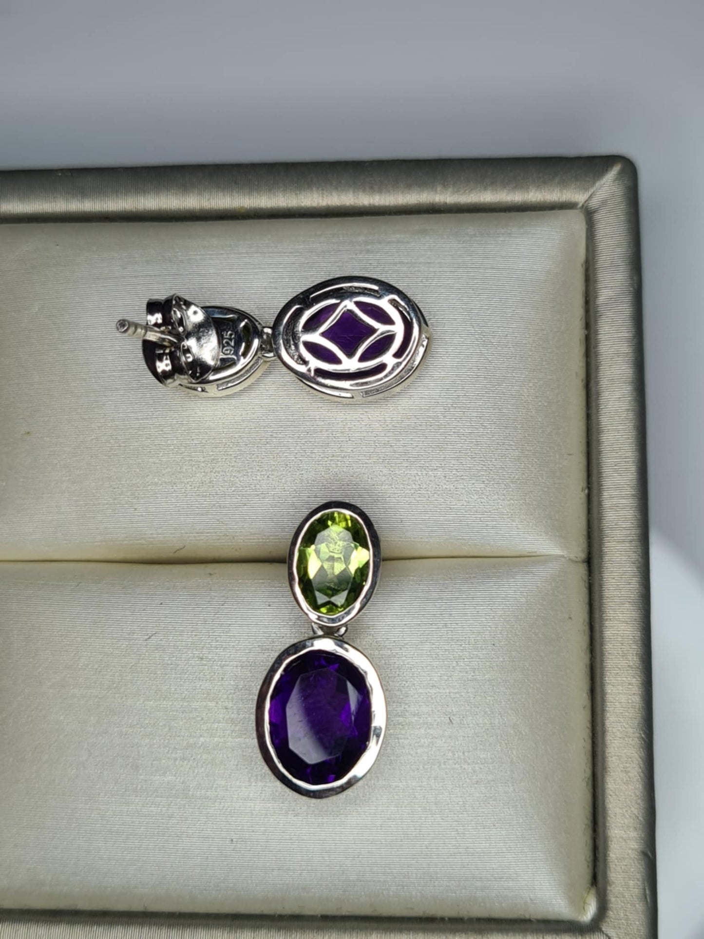 5.60ct African Amethyst & Peridot Drop Earrings 925 Sterling Silver