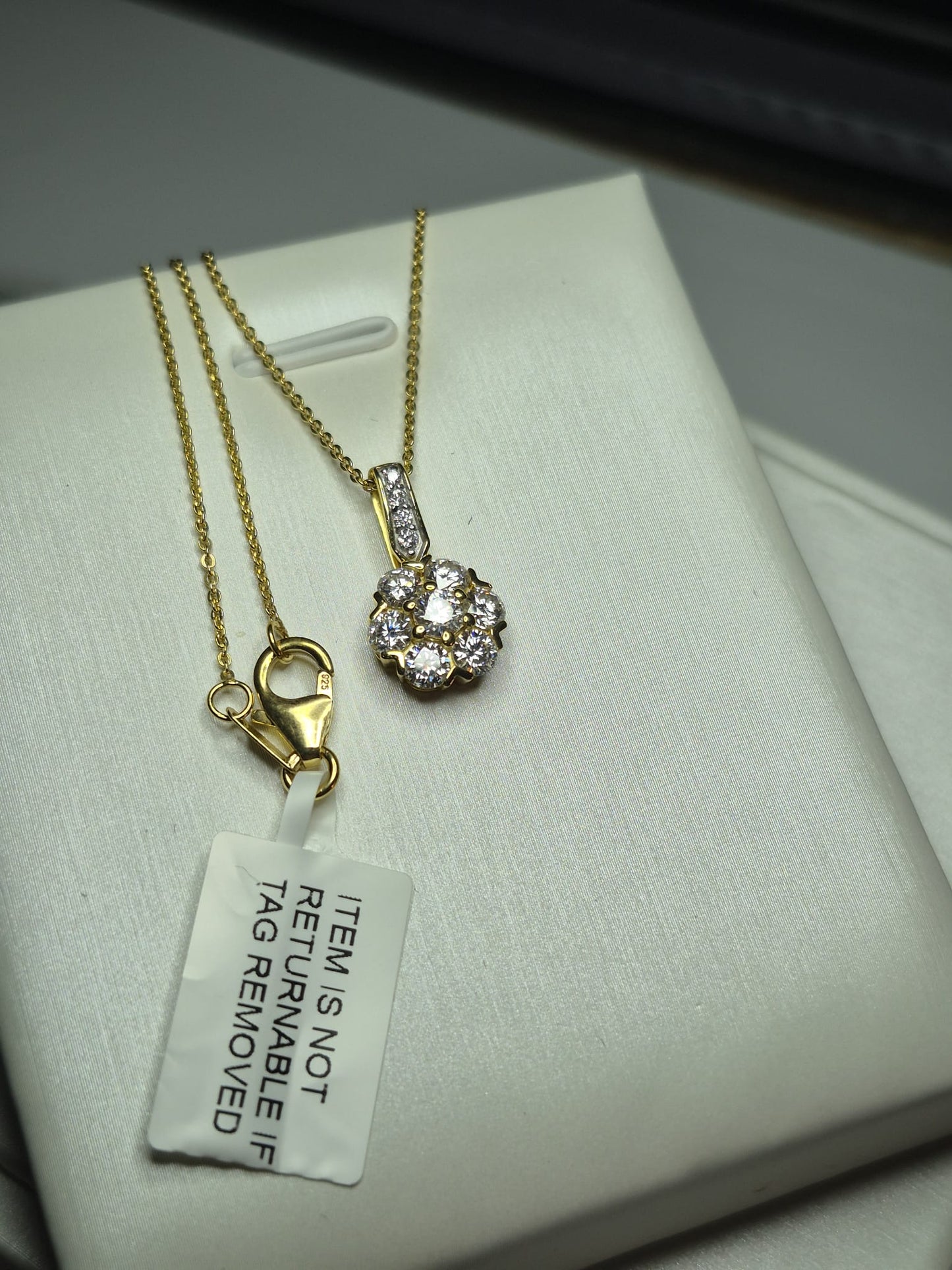 1.22ct Moissanite Floral Necklace 925 Sterling Silver with a gold overlay