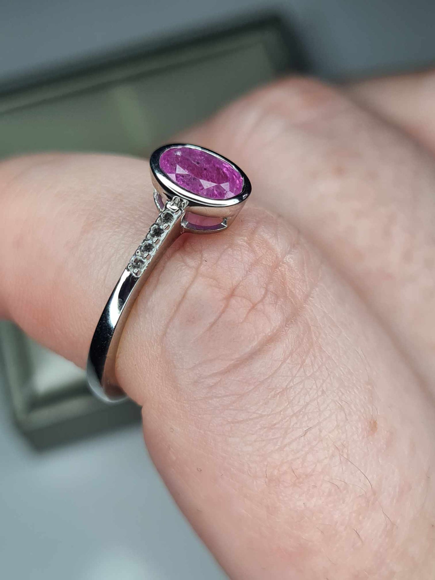 1.22ct Sapphire Natural Zircon Ring in Platinum Overlay 925 Sterling Silver SIZES L,O