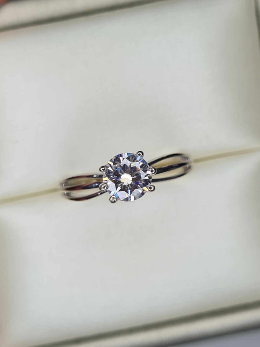 0.722ct. Moissanite Solitaire Ring 925 Sterling Silver Platinum Overlay SIZES L,M,S