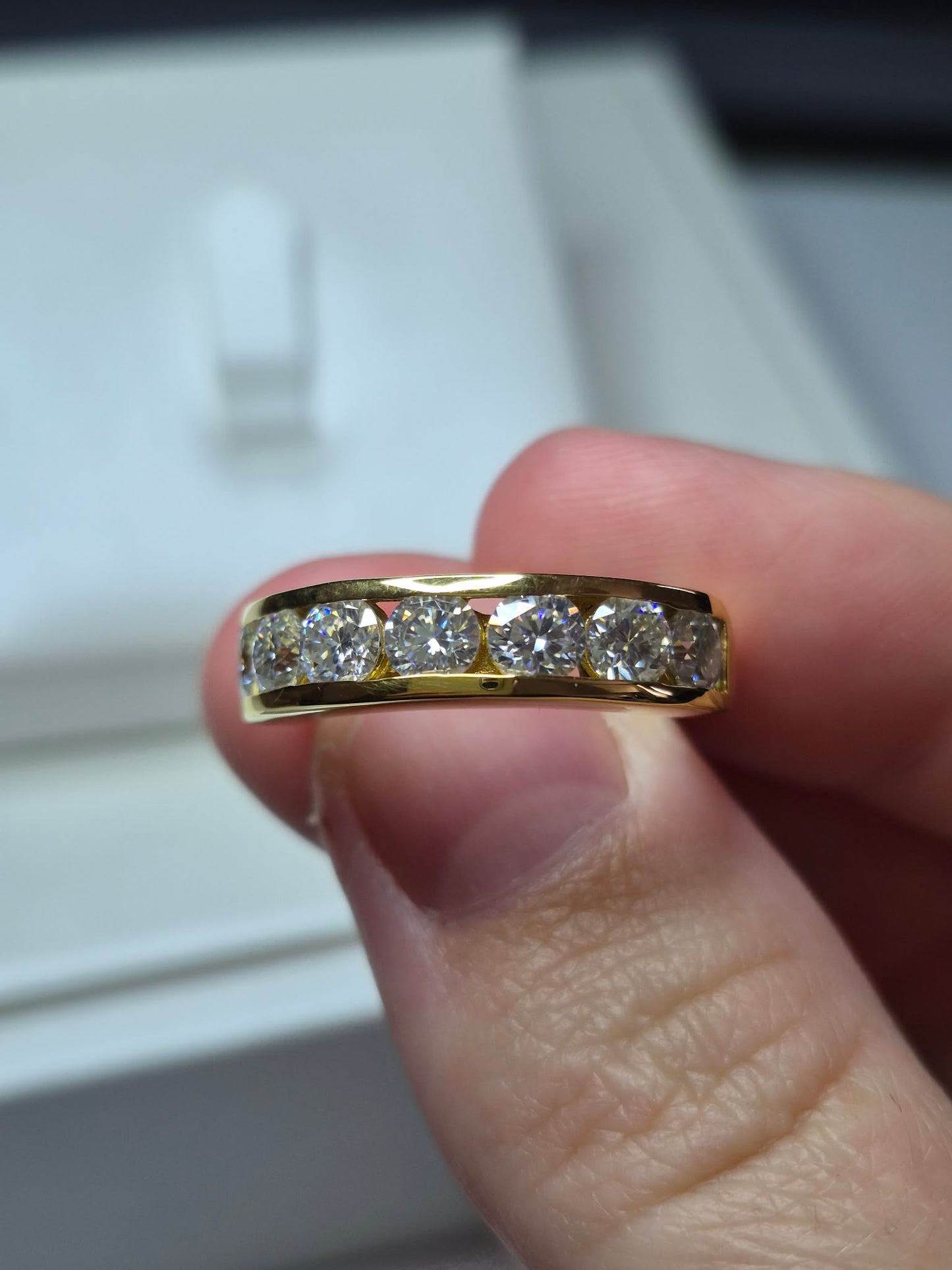 1.65ct Moissanite Half Eternity Band Ring in Yellow Gold Plated 925 Sterling Silver