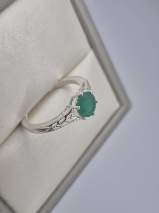 0.720ct Verde Onyx Solitaire Ring 925 Sterling Silver SIZE K