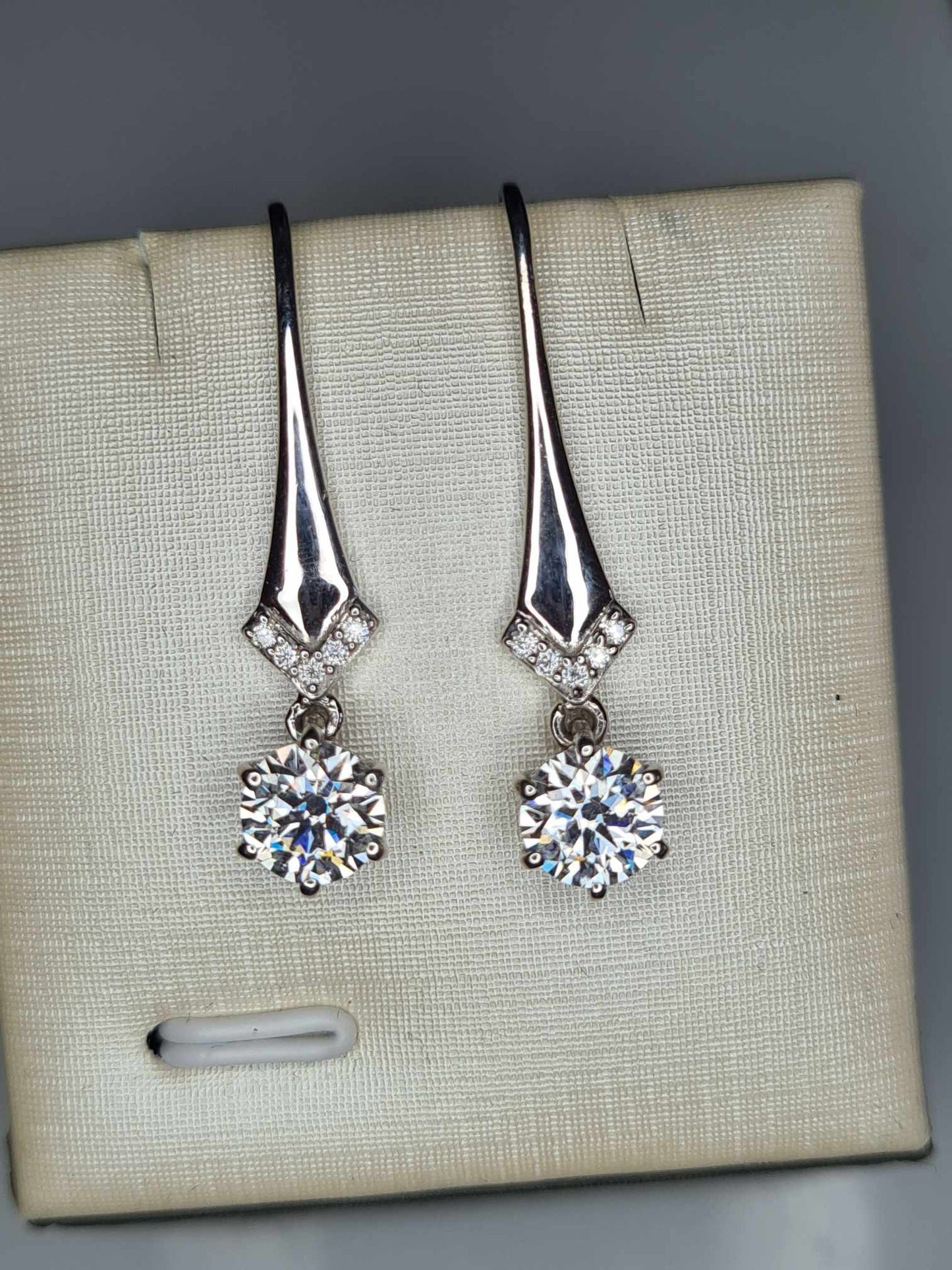 1.52ct Moissanite Drop Earrings in Rhodium Overlay 925 Sterling Silver
