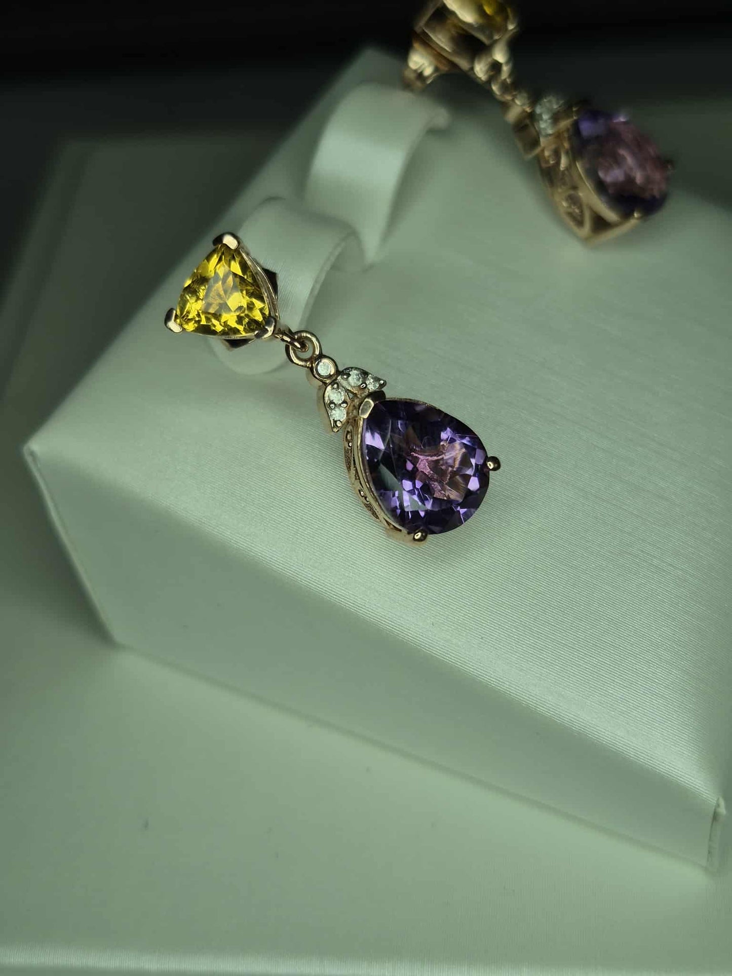 5.71ct Rose De France Amethyst, Citrine Dangle Earrings 925 Sterling Silver