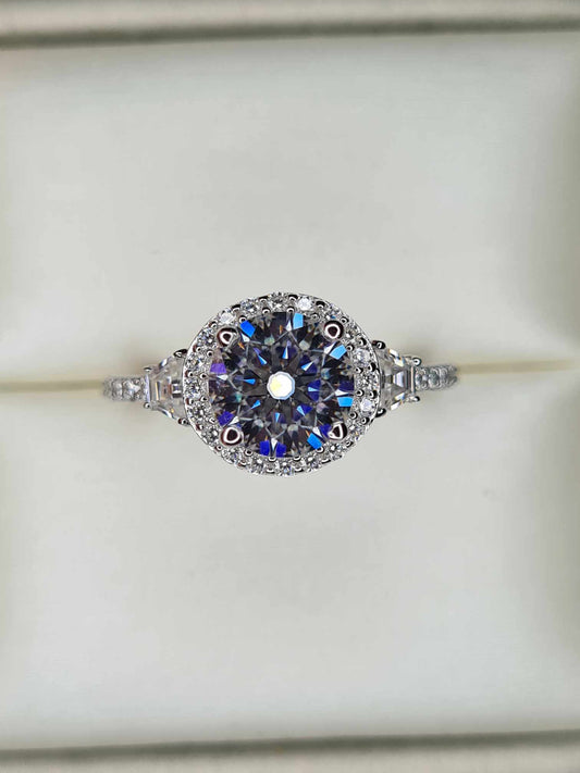 2.60ct Moissanite Ring in 925 Sterling Silver with Rhodium Overlay SIZE R