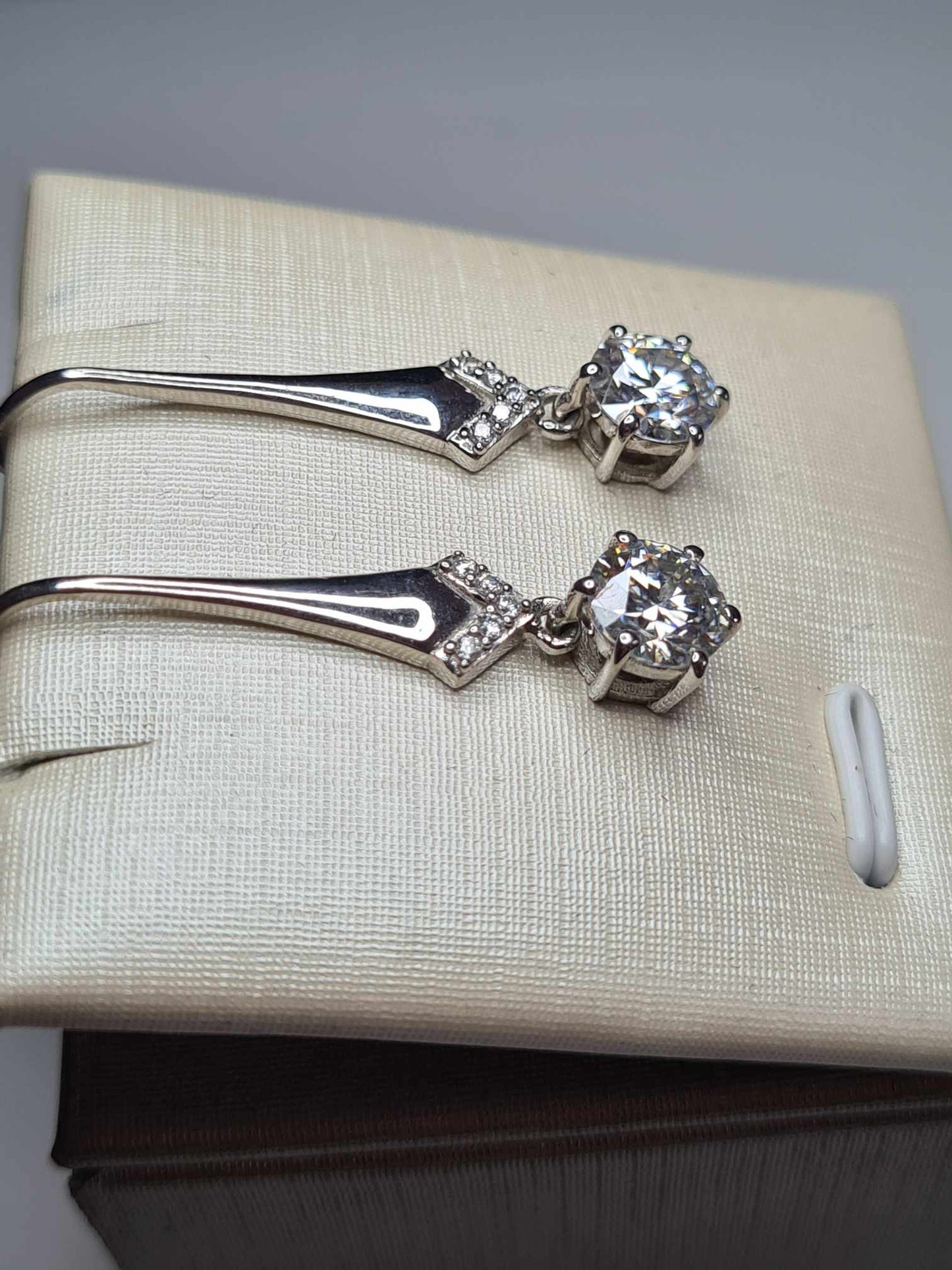 1.52ct Moissanite Drop Earrings in Rhodium Overlay 925 Sterling Silver