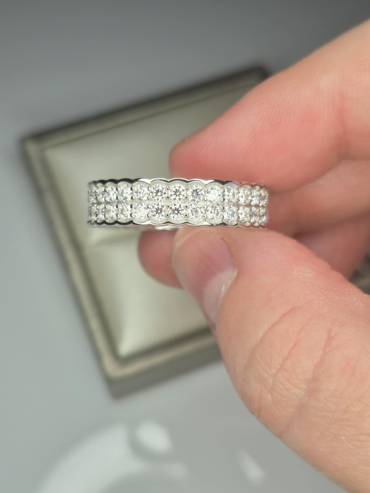 2ct Moissanite Eternity Ring in Rhodium 925 Sterling Silver SIZE T