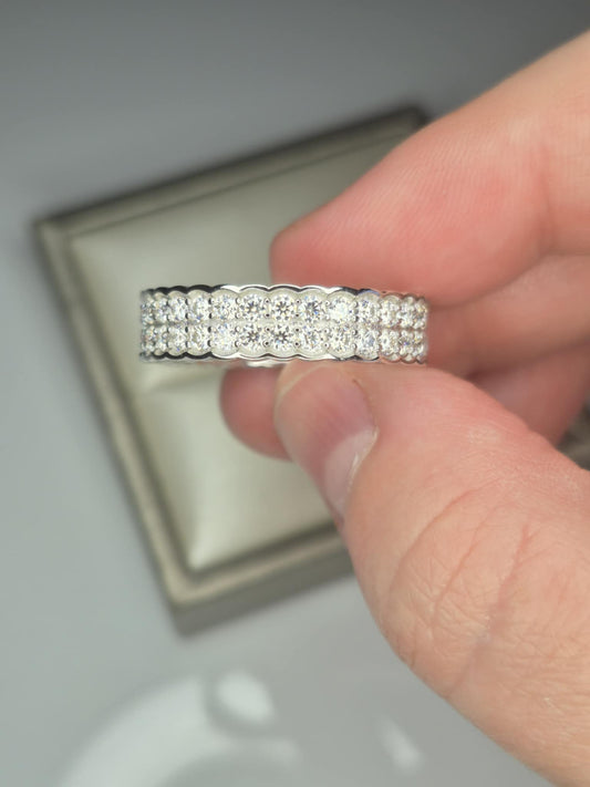 2ct Moissanite Eternity Ring in Rhodium 925 Sterling Silver SIZE T