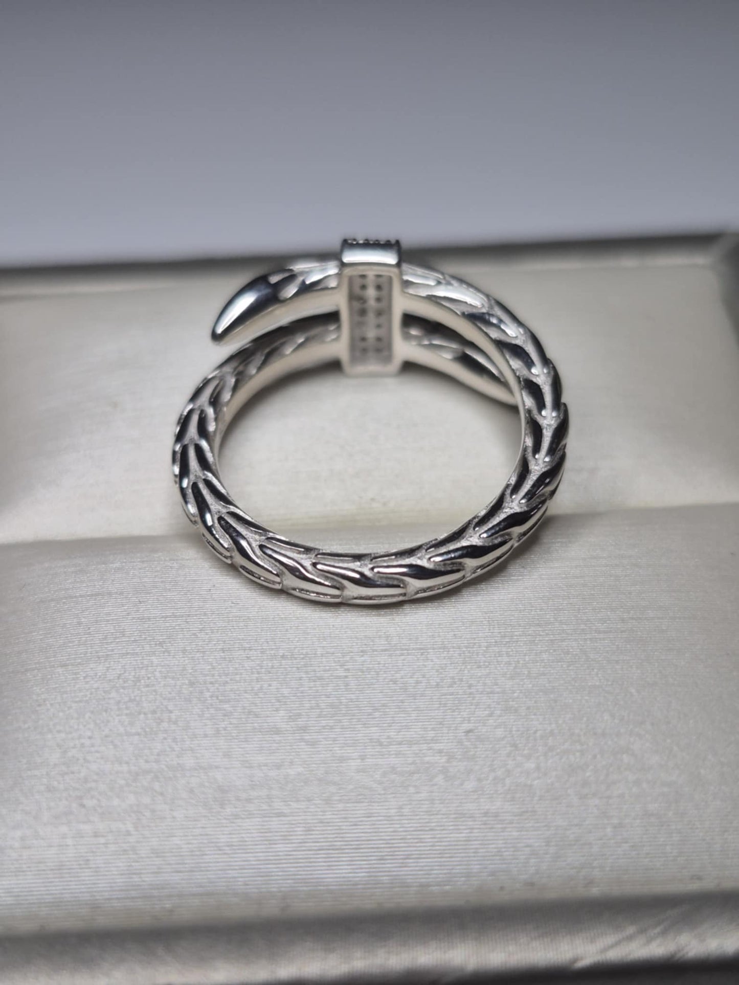 Moissanite Serpent Ring in Rhodium Overlay 925 Sterling Silver