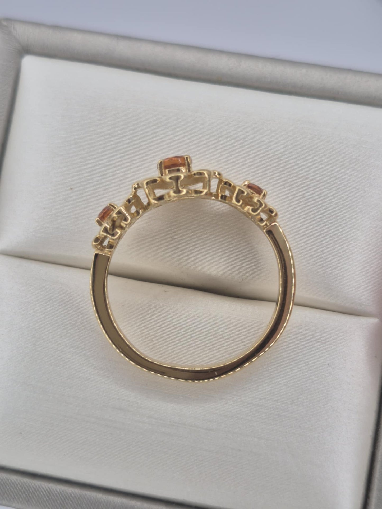 0.480ct Madeira Citrine Flower Ring in 18K Gold Overlay 925 Sterling Silver SIZE S